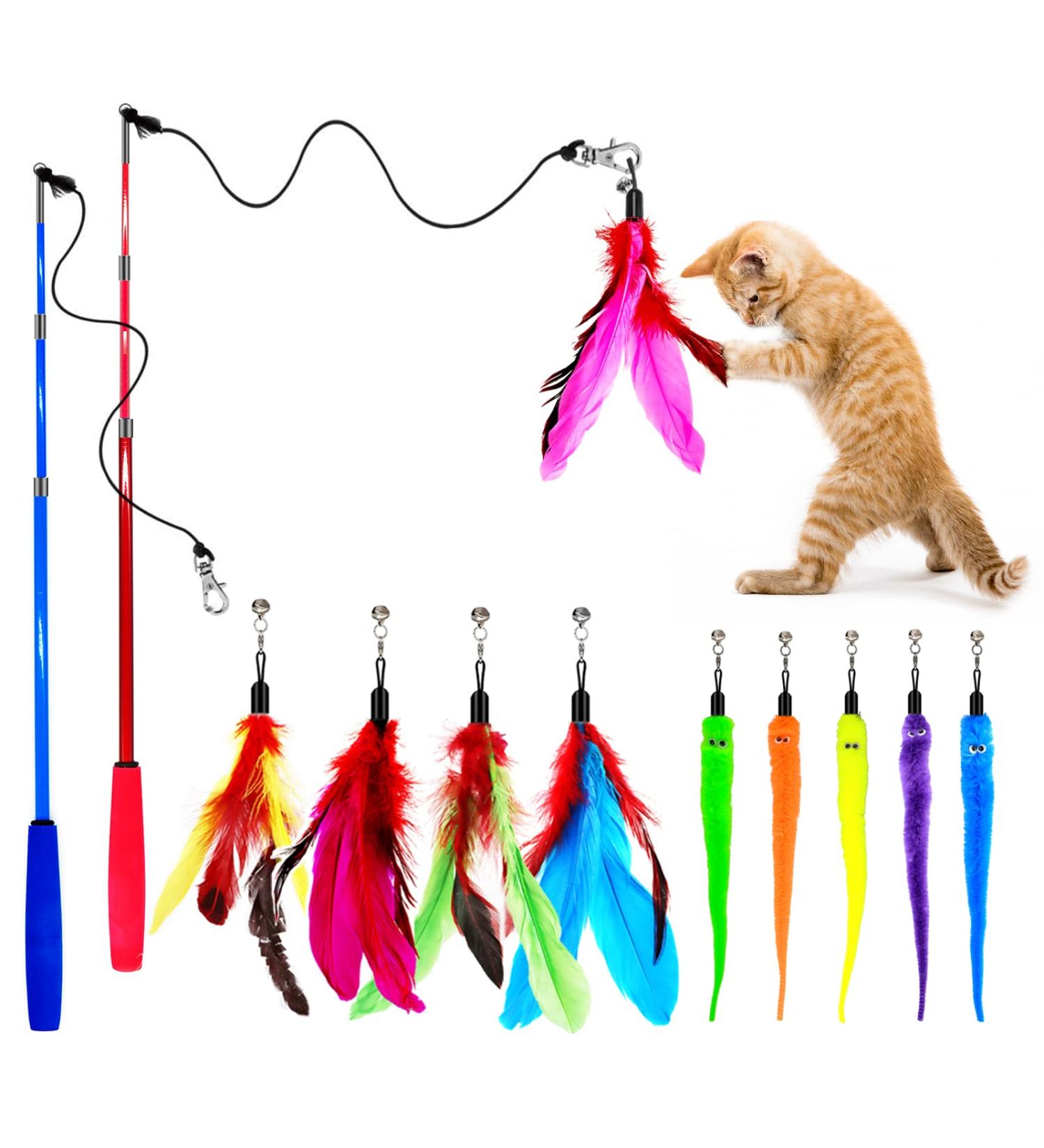 OODOSI Retractable Cat Wand Toy & Refills - Interactive Exercise Toys for Cats & Kittens, Color A - Buy Online on SooperMarket.com