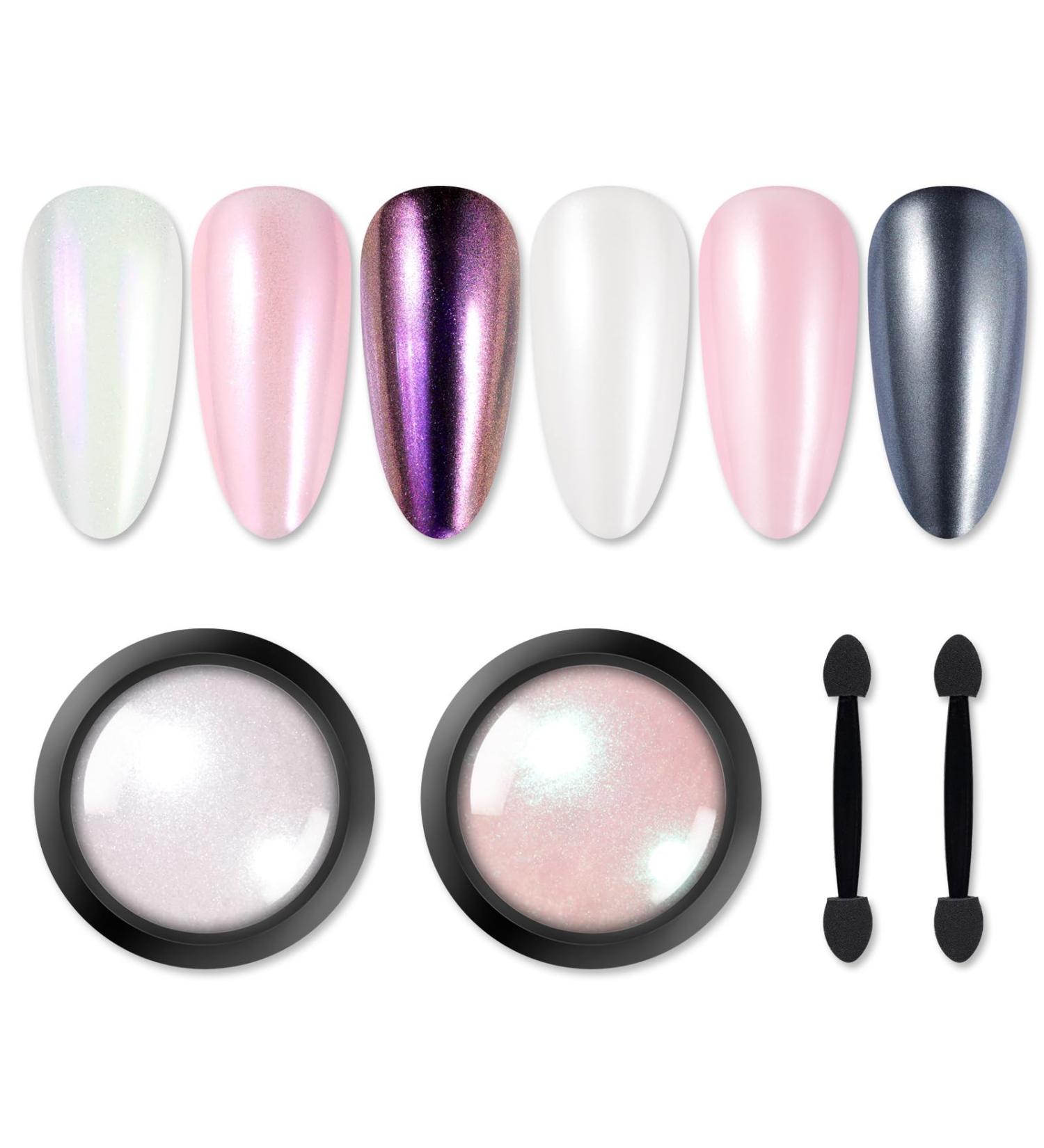 BORN PRETTY Chrome Powder Metallic Mirror & Mermaid Pearl Pigment Manicure Set - 2 Boxes - Buy Online on SooperMarket.com