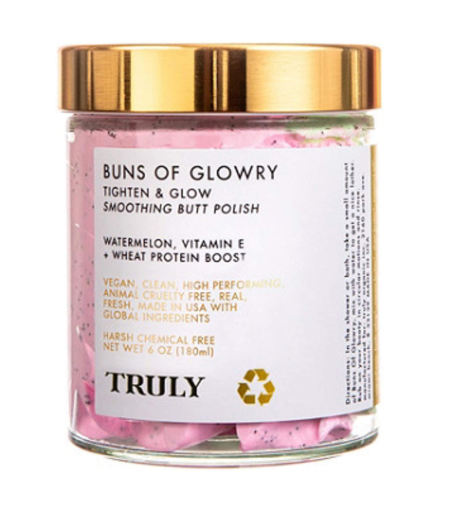 Truly Buns of Glowry Tighten & Glow Smoothing Butt Polish 6 Oz! Firming And Smoothing Butt Polish Tiktok Viral! Infused With Watermelon, Vitamin E & Wheat Protien Boost! Vegan And Cruelty Free!