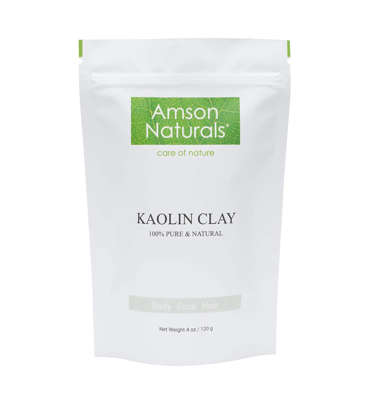 Kaolin Clay 4oz/120g by Amson Naturals-100% Pure & Natural Excellent for Facial Mask Body Scrubs Lotions Creams Hair Care Products and DIY recipes. 120 g (Pack of 1)