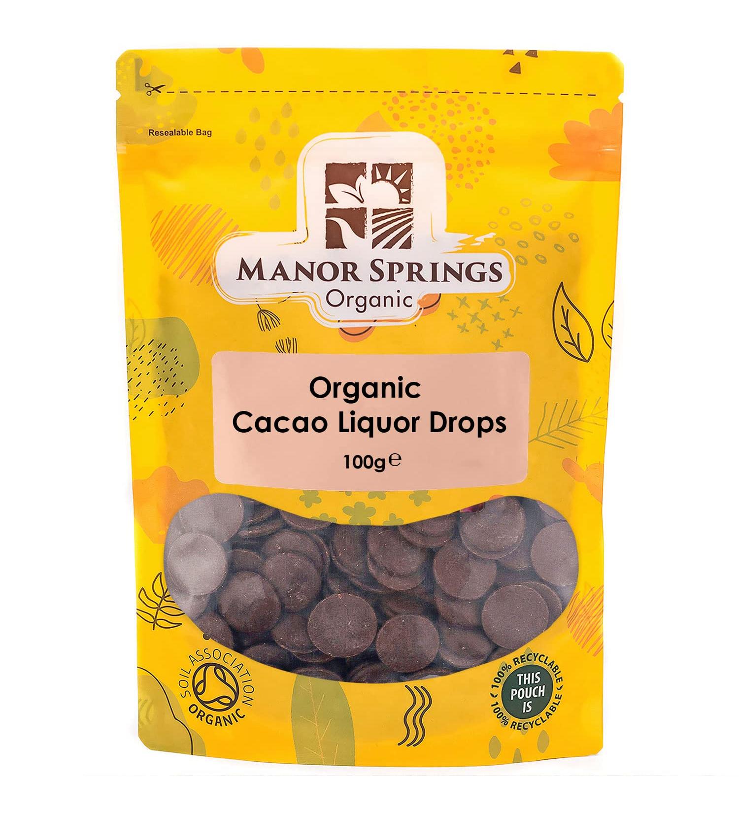 Organic Cacao Liquor/Mass Drops 100g by Manor Springs Organic - Buy Online on SooperMarket.com