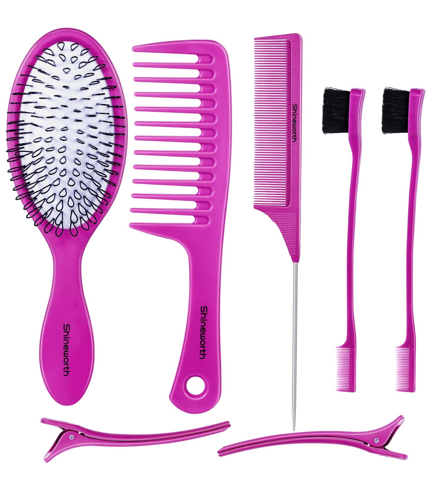 Shineworth 7-Piece Wig Brush Comb Set - Perfect for Synthetic Wigs, Hair Extensions & Human Hair - Buy Online on SooperMarket.com