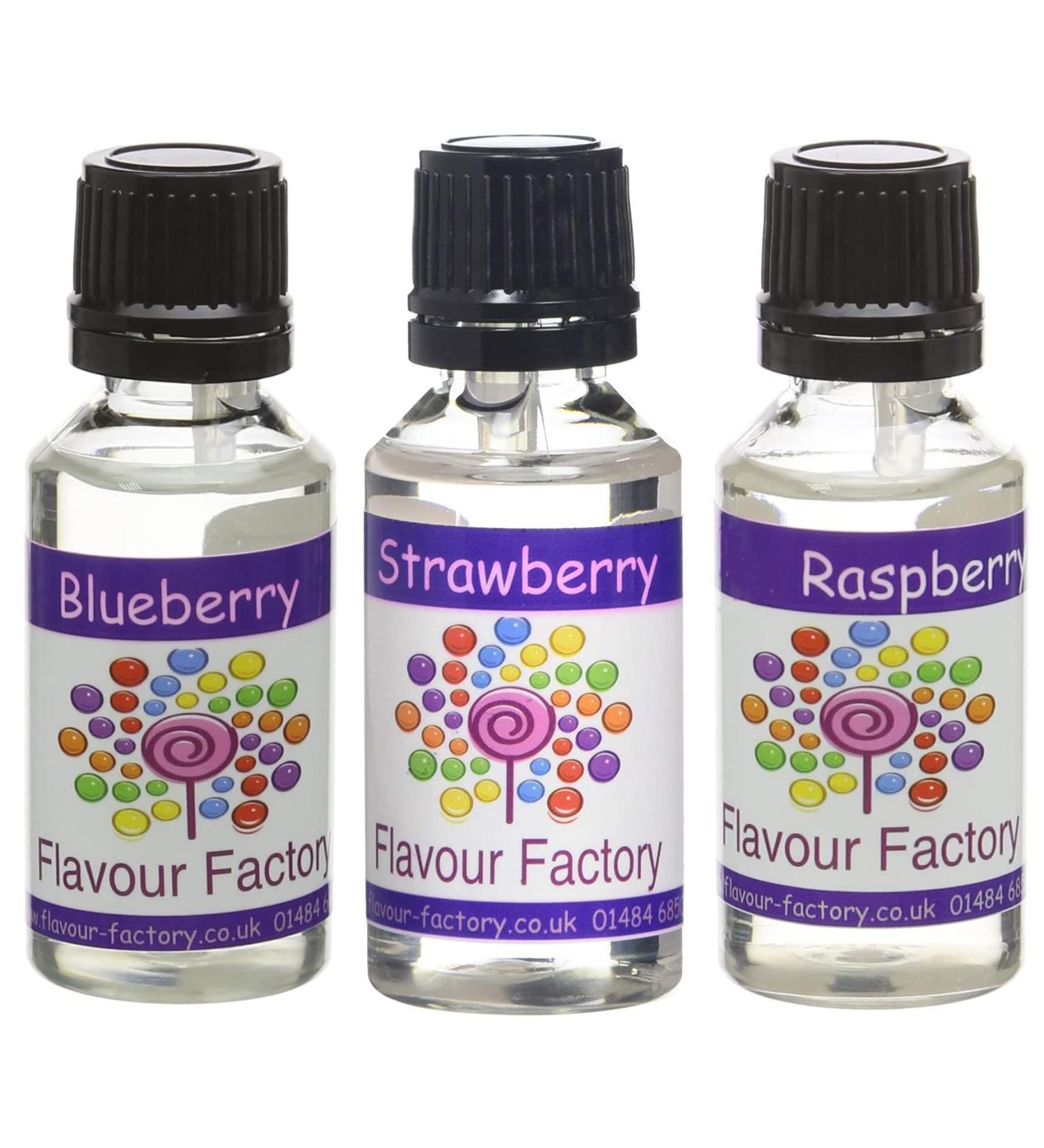 Flavour Factory DIY Flavour Concentrates for E-Liquids Blueberry Strawberry Raspberry (3 x 28.5ml) - Buy Online on SooperMarket.com
