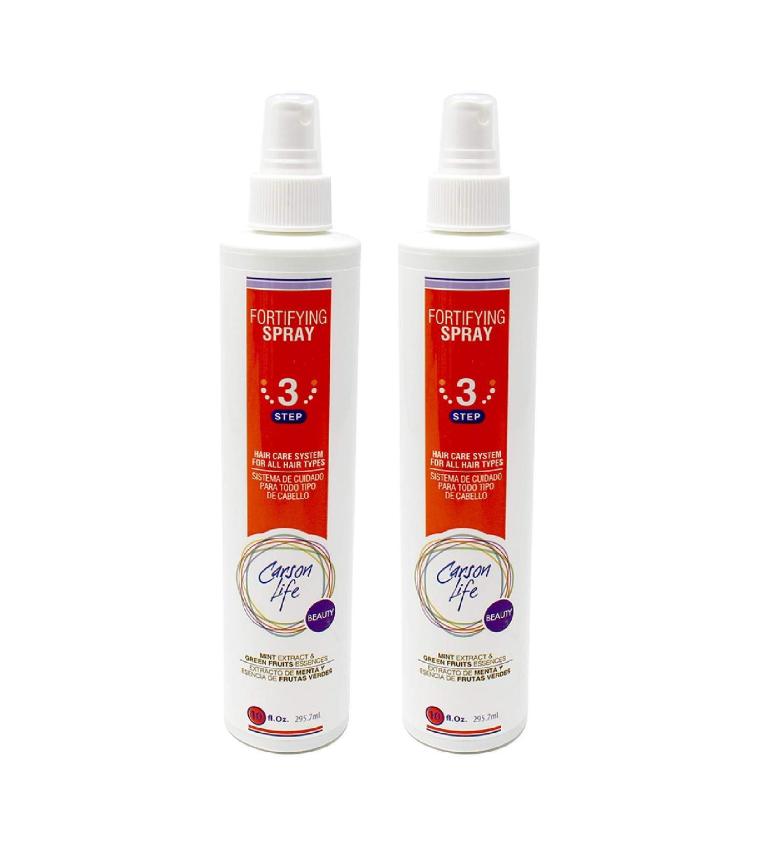 Carson Life Fortifying Hair Spray 2 Pack - 20 Oz - Specialized For Combating Split Ends & Hair Growth - Add Shine Improve Hair Dos Control Knots - Made With Mint Extract and Green Fruit Essence 10 Fl Oz (Pack of 2) - Buy Online on SooperMarket.com