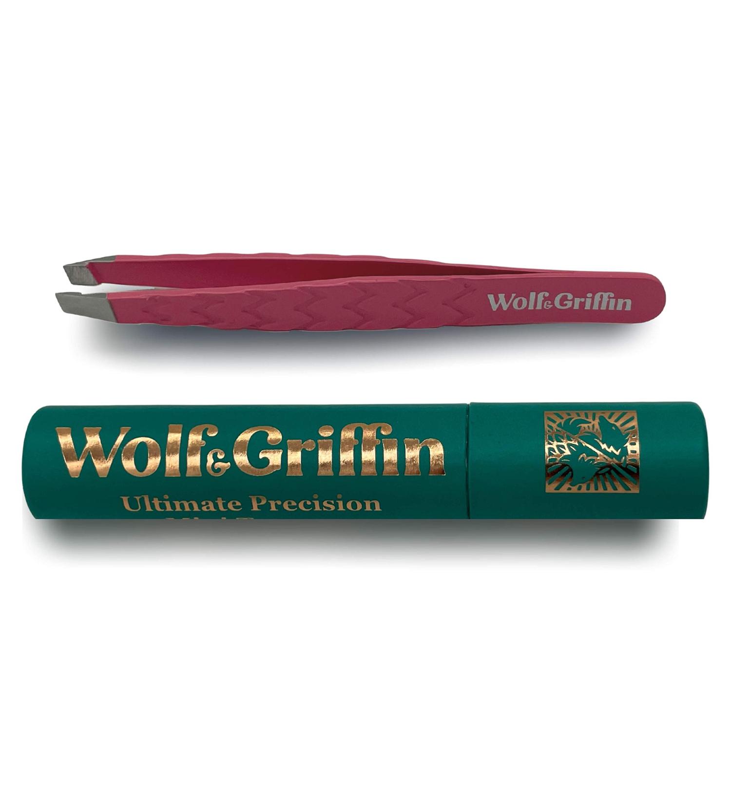 Wolf & Griffin Mini Tweezer - Stainless Steel Electric Pink | Professional Eyebrow Tweezers for Men & Women, Ideal for Facial Hair Removal - Buy Online on SooperMarket.com