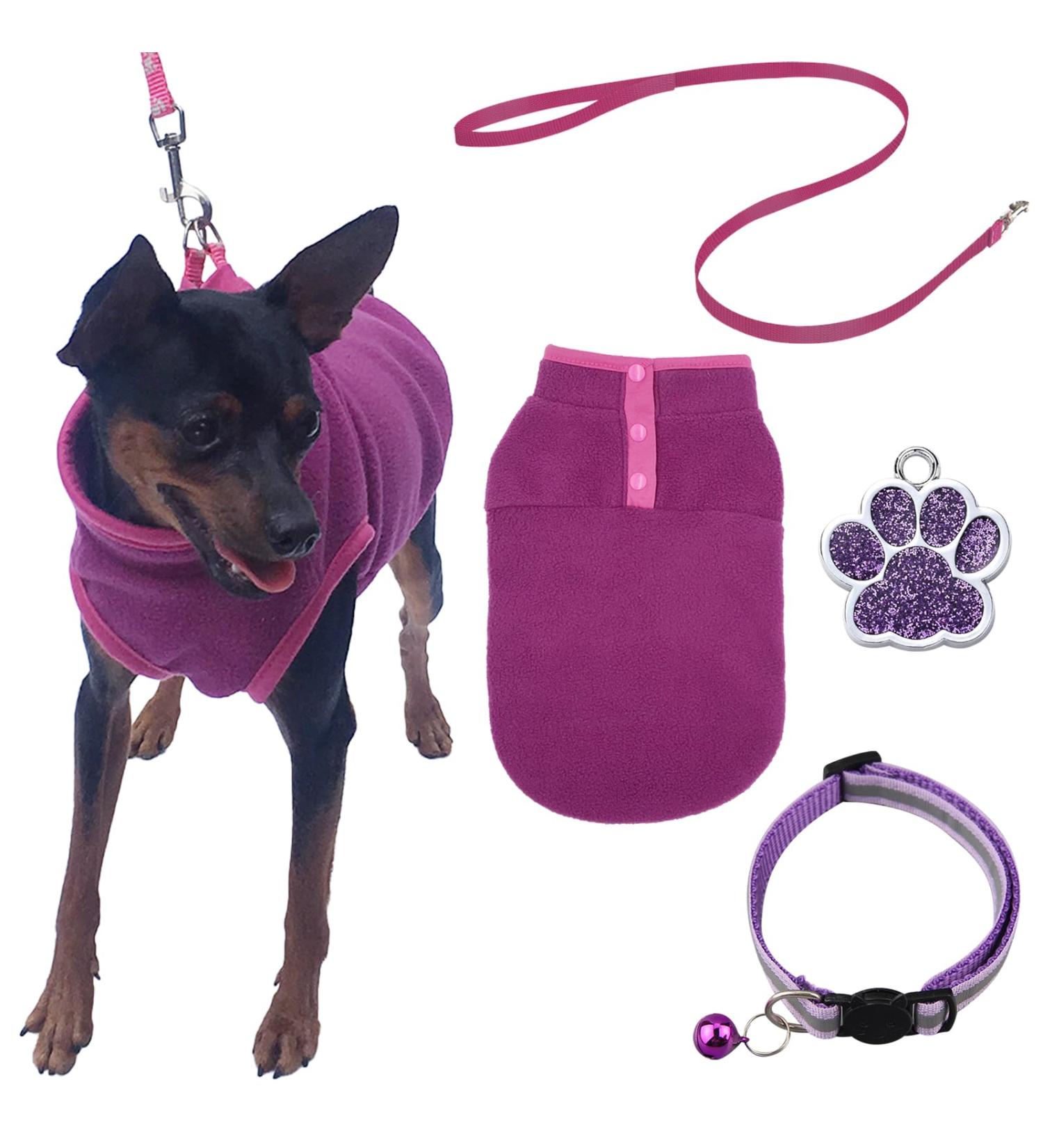 DKDDSSS Small Dog Sweater Dog Harness Collars Harnesses & Leads for Dogs Warm Puppy Cat Clothes Chihuahua Clothes for Small Breed Dogs Yorkie Chihuahua (S Purple) - Buy Online on SooperMarket.com