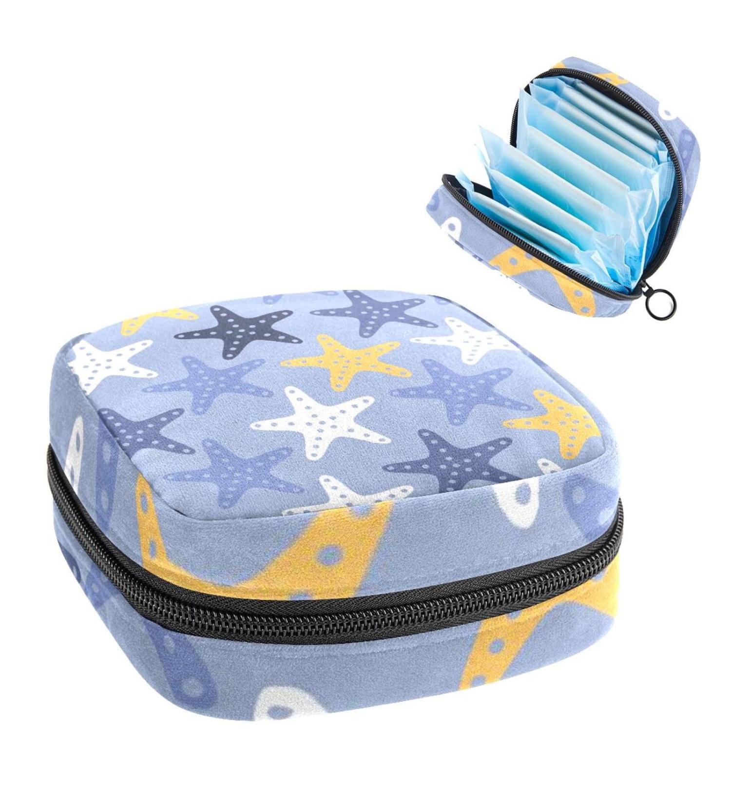 Starfish Pattern Menstrual Cup & Sanitary Napkin Storage Bag | Portable Period Pouch for Women & Teen Girls - Multi-Colored - Buy Online on SooperMarket.com