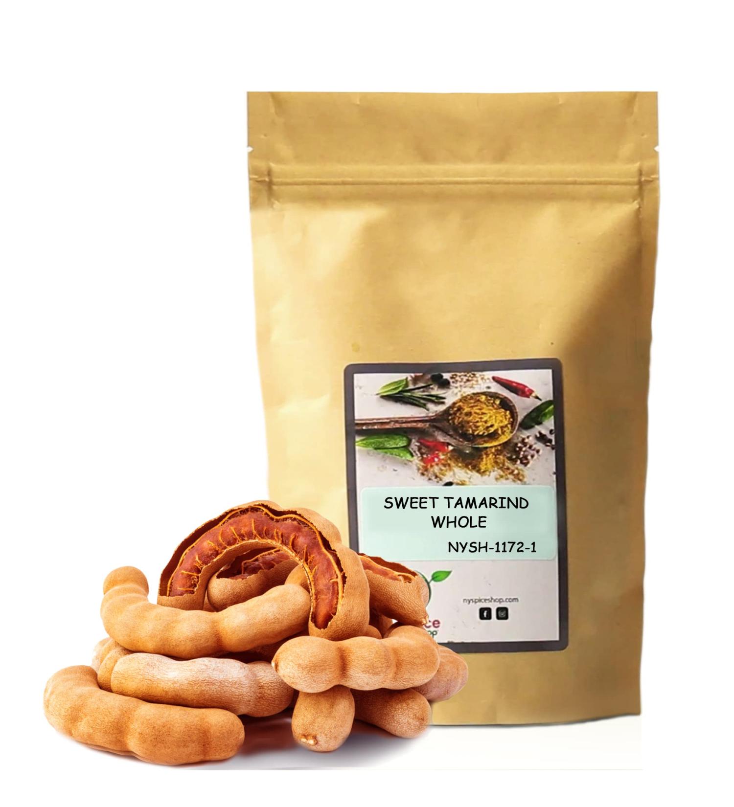 NY Spice Shop Sweet Tamarind Pods - 1 lb Fresh Tamarind Candy, Whole Fruit - All Natural & Gluten Free - Buy Online on SooperMarket.com