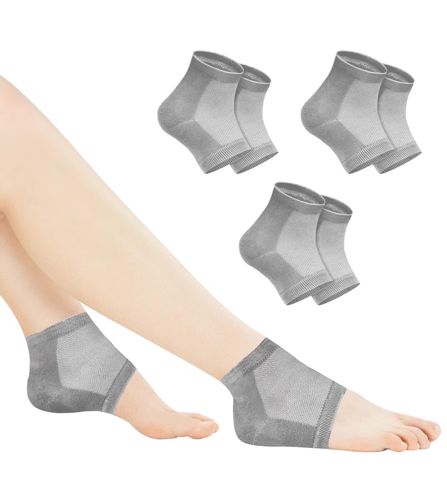 3 Pairs Set Special Care Heel Socks: Moisturizing Crack Treating Toeless for Female Feet (Grey) - Buy Online on SooperMarket.com
