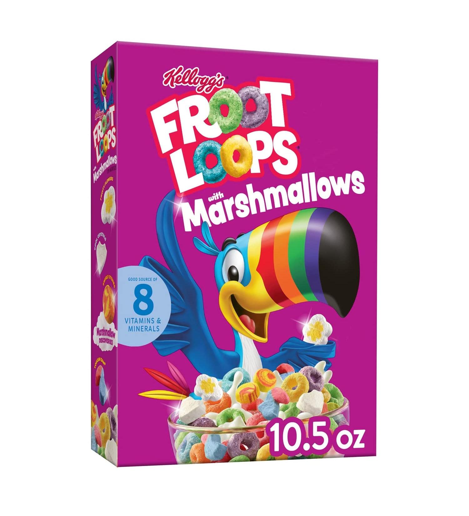 Kellogg's Froot Loops with Marshmallows Cereal - Fruit Flavored Breakfast Snacks | 10.5oz Box - Buy Online on SooperMarket.com
