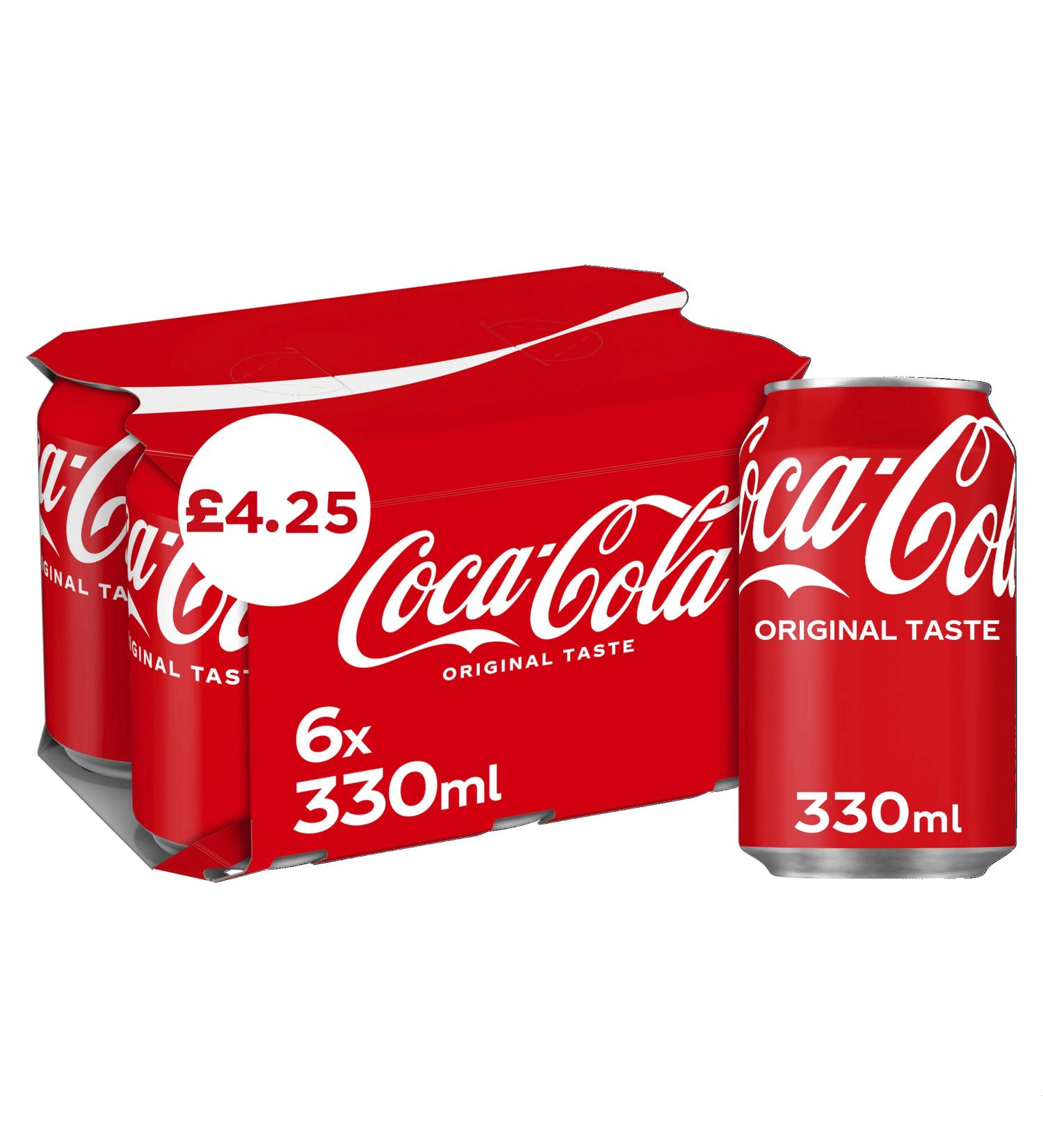 Coca-Cola Original Coke Cans 24 x 330ml (4x x 6 Packs) Price Marked