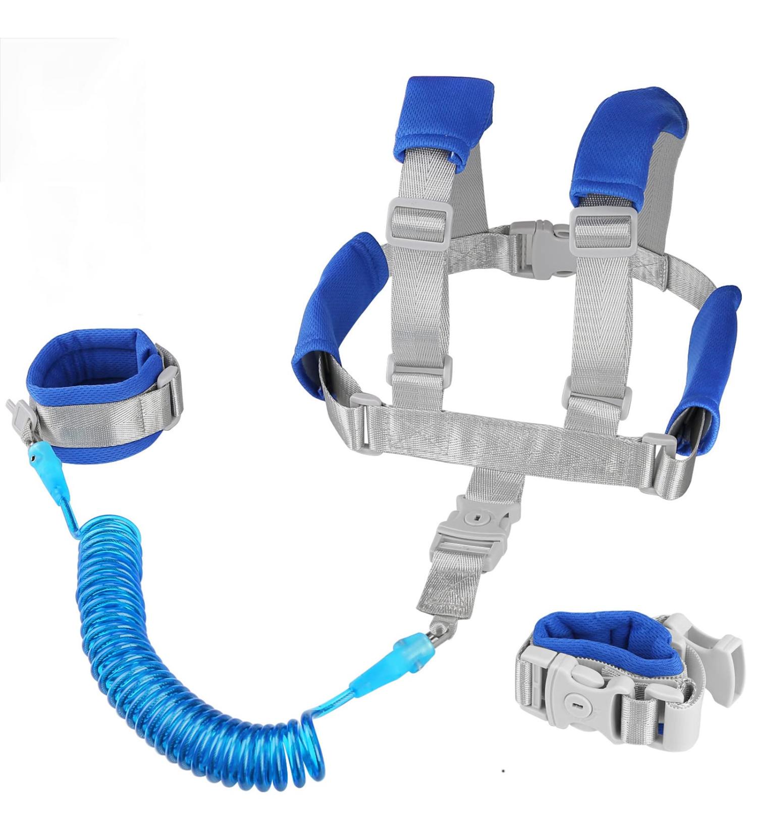 Baby Anti Lost Wrist Link - 2 in 1 Dark Blue Safety Walking Leash for Kids - Upgraded Safety Locks Included - Buy Online on SooperMarket.com