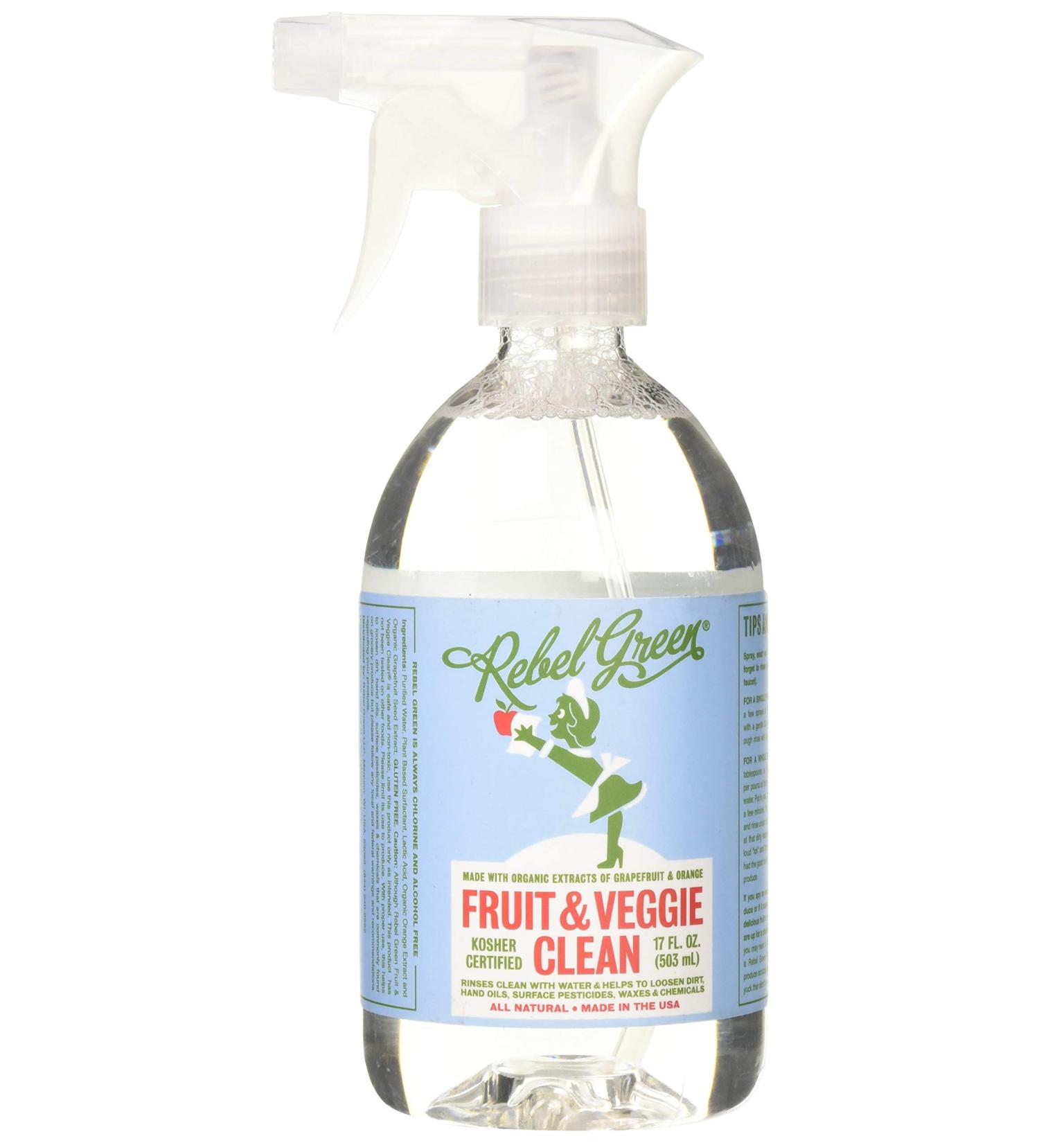 Rebel Green Cleaner Spray for Fruits & Veggies - 17 Fl Oz | Natural & Safe Wash - Buy Online on SooperMarket.com