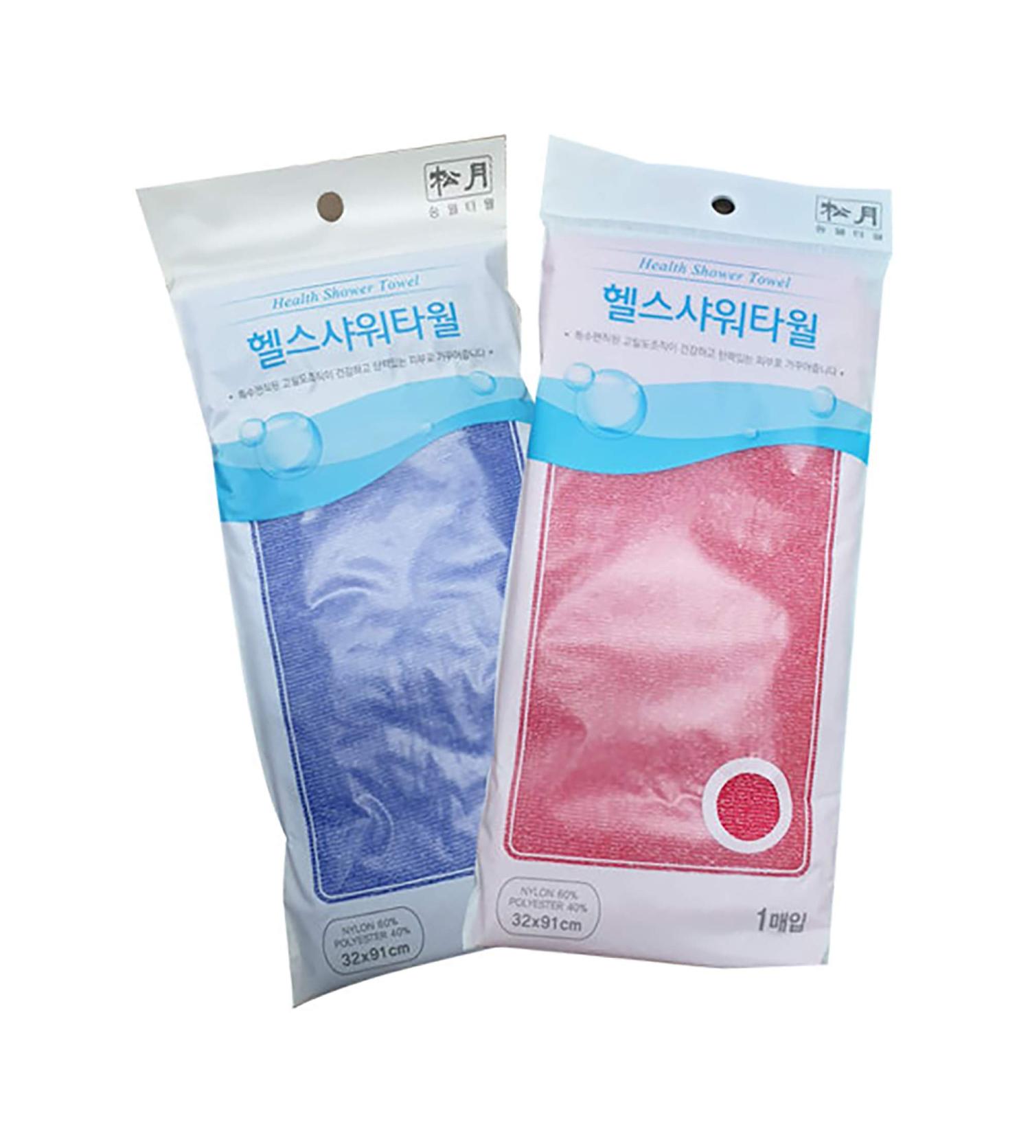 SONGWOL Exfoliating Long Scrub Wash Towel 35.8 X 12.6 - Beauty Skin Bath Cloth | Made in Korea (2pc Set - Red & Blue) - Buy Online on SooperMarket.com