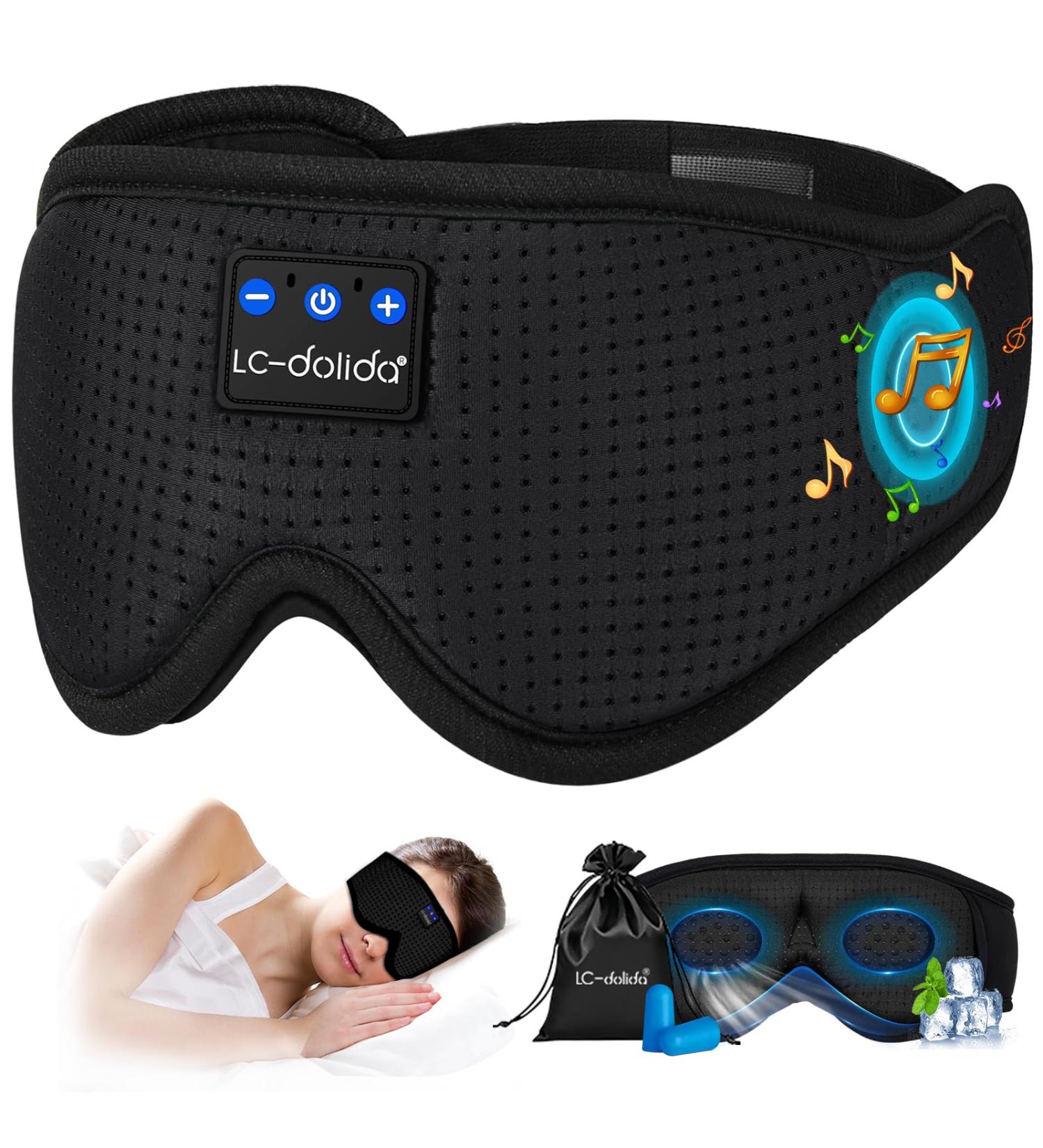 Upgraded Bluetooth 5.4 3D Sleep Mask Dual Sides Breathable Sleep Headphones up to 14-Hour Stand-by Bluetooth Eye Masks Wireless Earphones Eye Mask for Sleeping Cool Tech Gadget Travel Essentials Loup Pour Dormir Black - Buy Online on SooperMarket.com