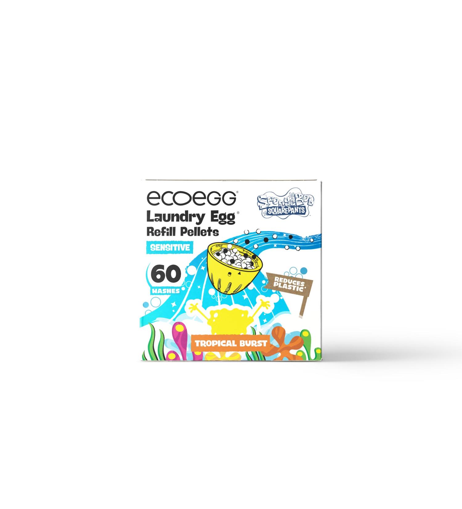 SpongeBob x Ecoegg Laundry Egg Refill Sensitive - 60 Loads Tropical Burst | Eco-Friendly No Enzymes Phosphates Palm Oil Chlorine Bleach or Parabens - Buy Online on SooperMarket.com
