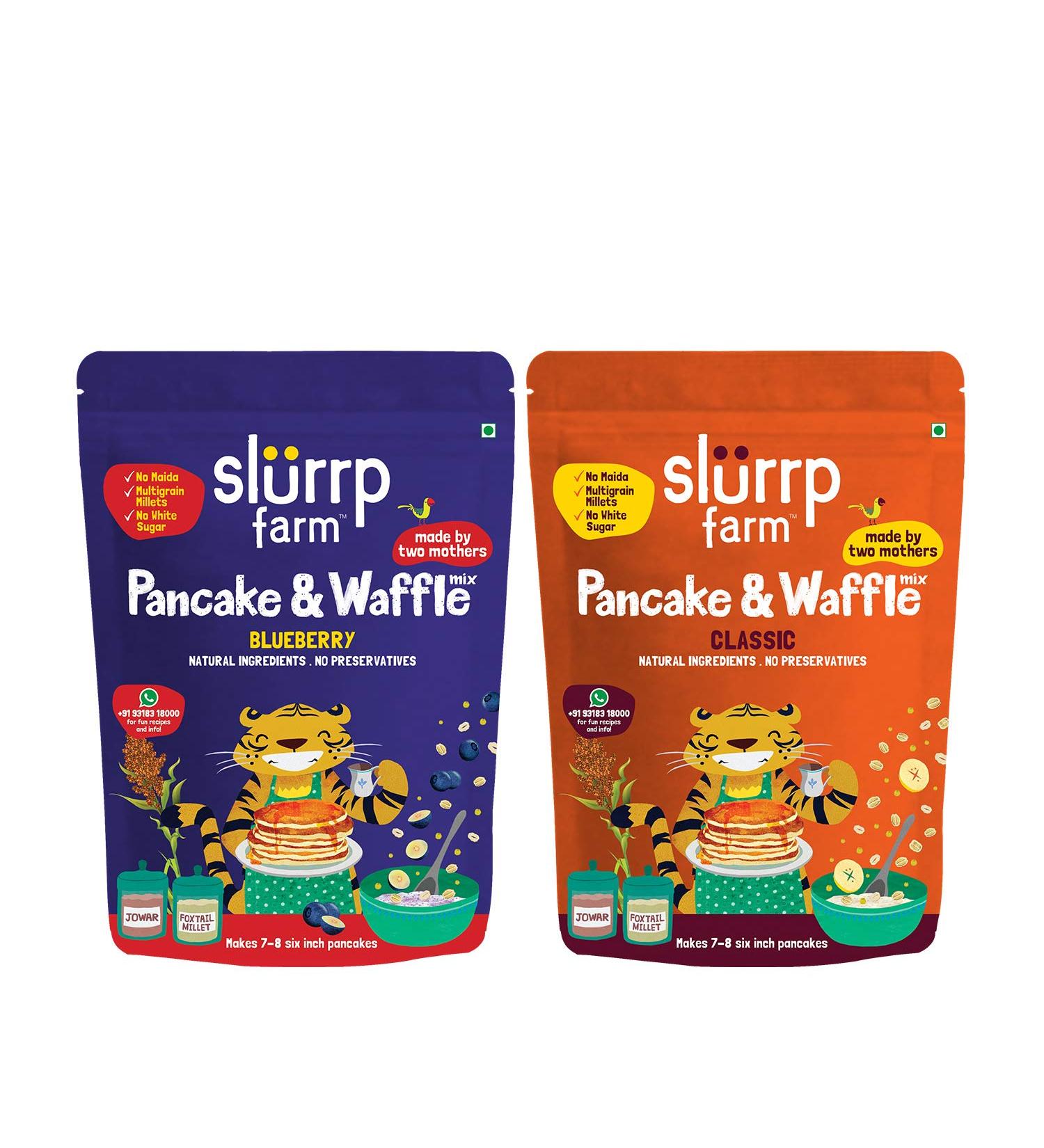 Slurrp Farm Millet Pancake Mix Combo Blueberry & Classic | No White Flour  Wheat & Refined White Sugar | Supergrain Millets Rich in Nutrients | 10.5Oz (Pack of 2) Blueberry 10.5 Ounces - Buy Online on SooperMarket.com