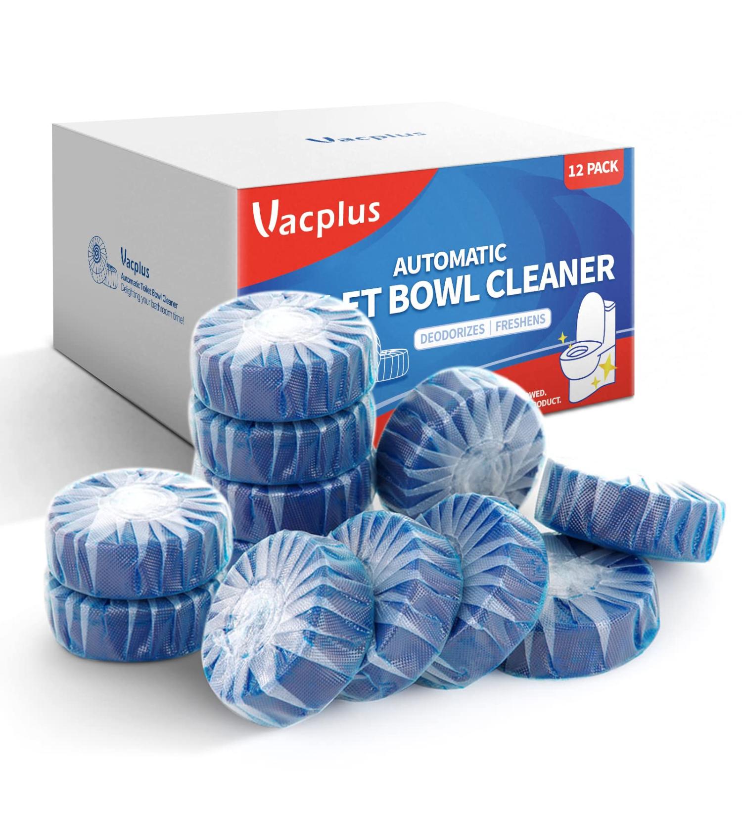 Vacplus Toilet Bowl Cleaners - 12 PACK Ultra-Clean Toilet Cleaners for Deodorizing & Descaling Long-Lasting Blue Toilet Bowl Cleaner Tablets with Sustained-Release Technology Against Tough Stains - Buy Online on SooperMarket.com
