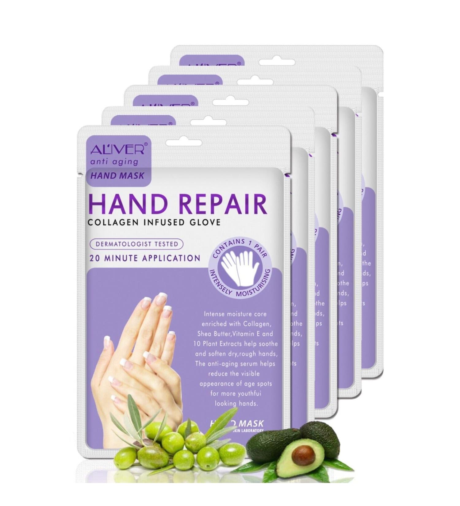 P-Beauty Lavender Hand Mask | 5 Pairs of Moisture Gloves | Collagen & Vitamin-Rich Anti-Aging Care for Cracked Dry Hands - Buy Online on SooperMarket.com