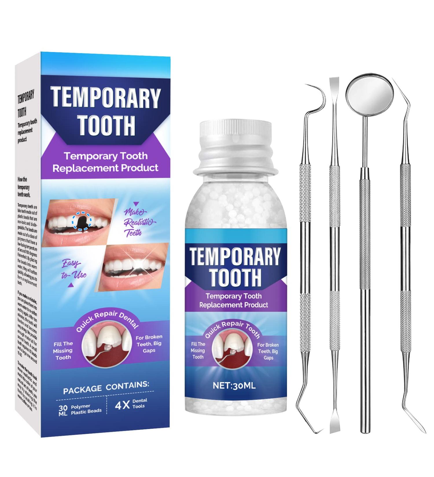 QQCherry Temporary Teeth Repair Kit - Fix Missing and Broken Teeth, Includes Mouth Mirror, Tartar Scraper, Dental Probe - Regain Confidence and Smile Blue - Buy Online on SooperMarket.com