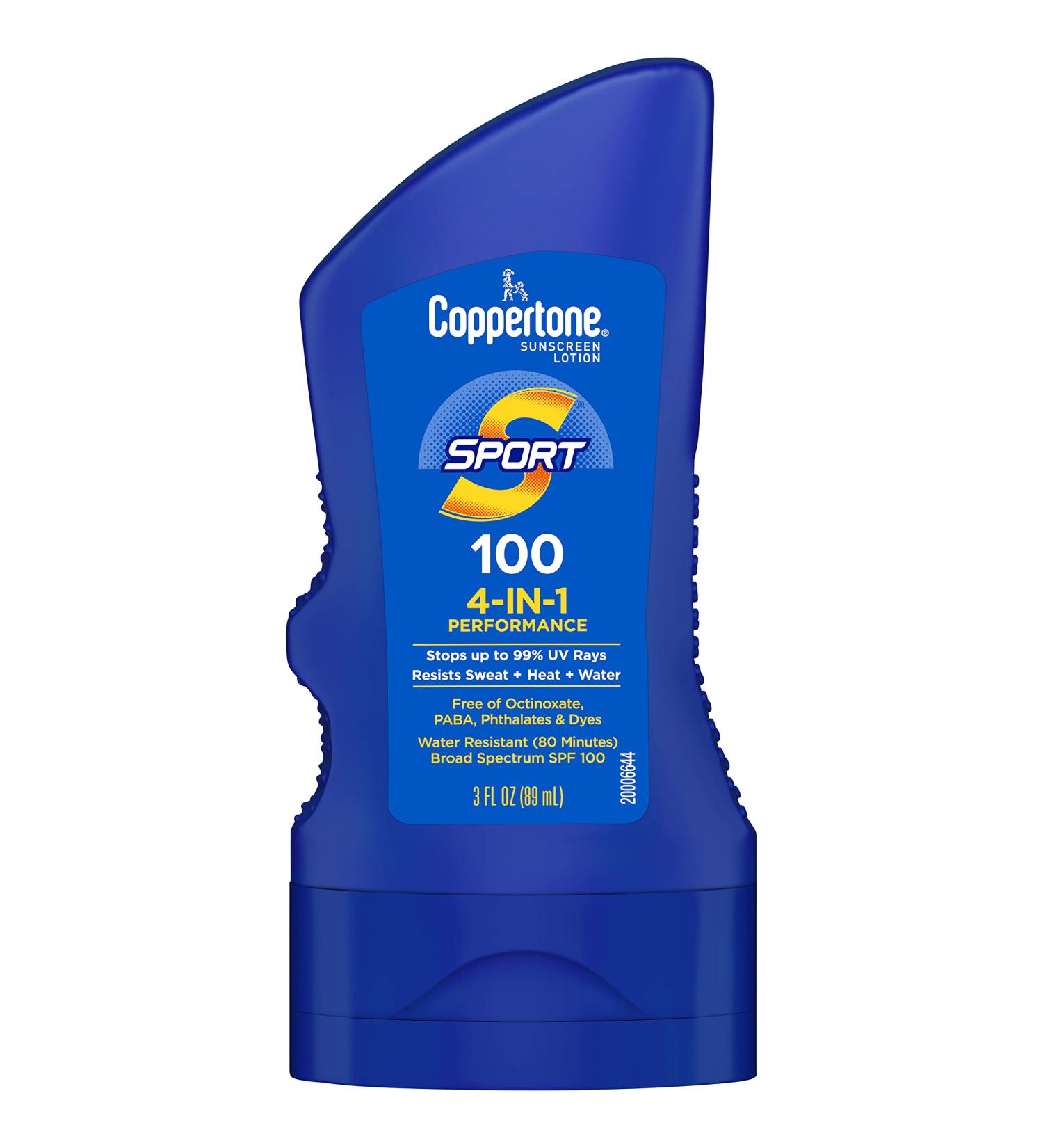 Coppertone SPORT SPF 100 Lotion | Water Resistant Body Sunscreen | Travel Size 3 Fl Oz - Buy Online on SooperMarket.com