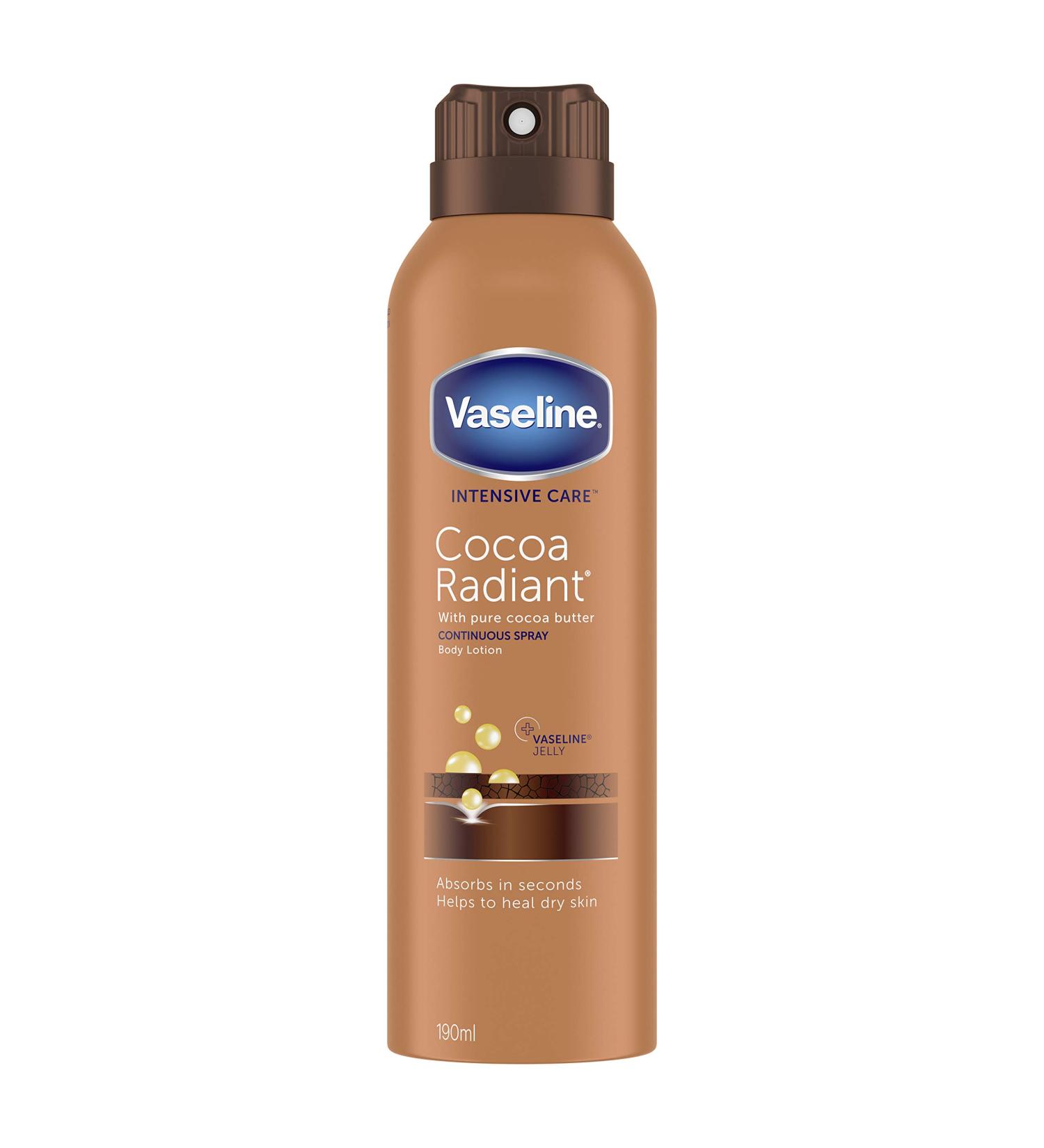 Vaseline Intensive Care Cocoa Radiant with Vaseline Jelly Spray Moisturiser for Very Dry Skin 190 ml (3 Pack) 1 count (Pack of 3) - Buy Online on SooperMarket.com