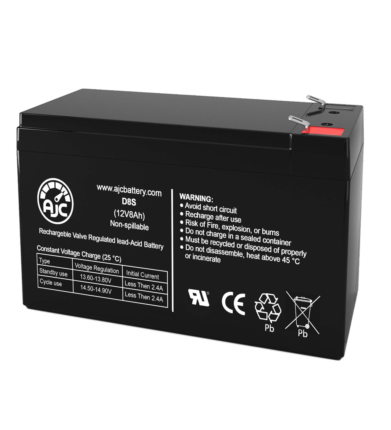 AJC 12V 8Ah Sealed Lead Acid Battery Compatible with Duracell DURA12-8F | High-Quality Replacement Battery - Buy Online on SooperMarket.com