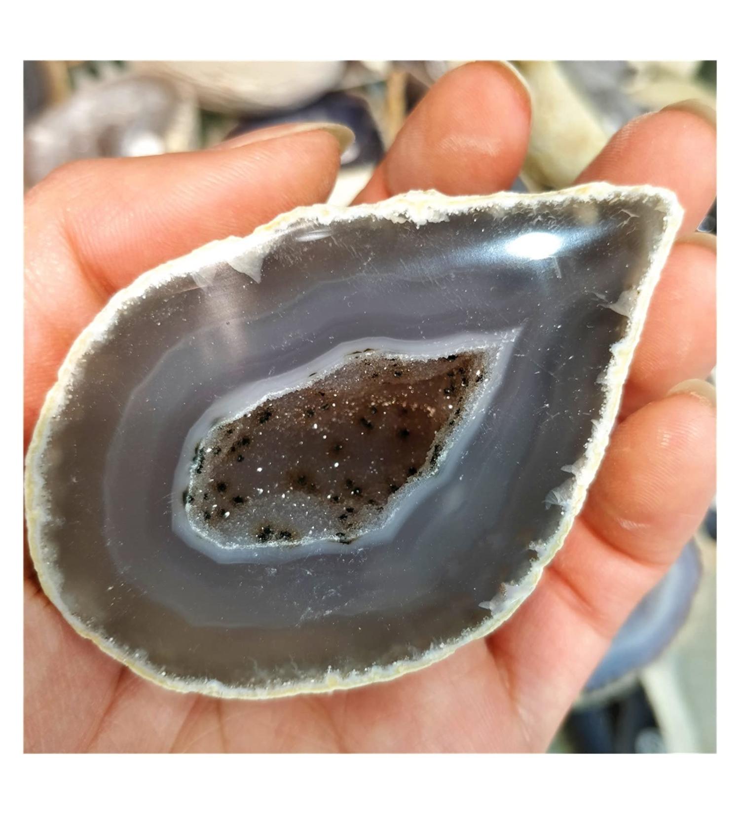 Natural Original Raw Agate Crystal Geode Cutting Hole Feng Shui Decor Stone Specimen Craft Collectibles Stone Collection (Size : 200-250g a Piece) - Buy Online on SooperMarket.com