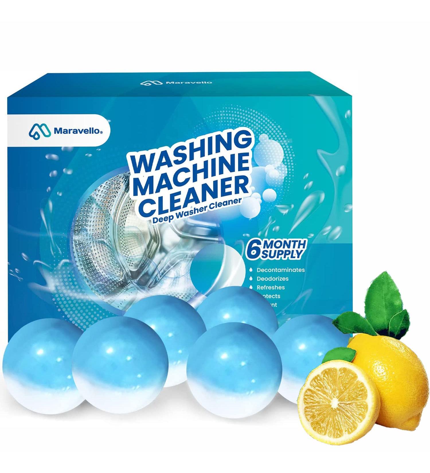 Maravello Washing Machine Cleaner 6-Month Supply - Eco-Friendly Deep Cleaning & Deodorizing Professional Cleaner - Suitable for HE Front Loader & Top Load Washers - 6 Count - Buy Online on SooperMarket.com