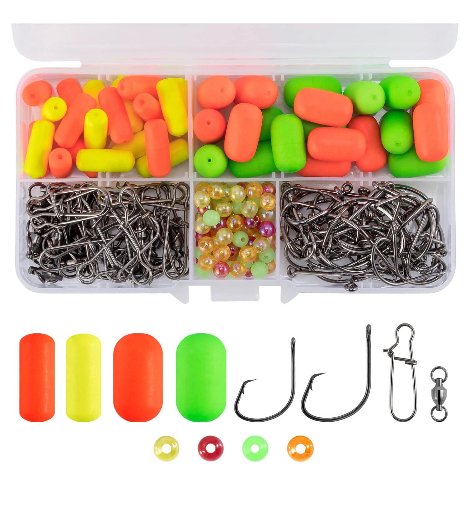 Dr.Fish 200PCs Pompano Rig Making Kit | Surf Fishing Rig Accessories | Saltwater Bottom Rig Parts with Circle Hooks, Beads, Swivels, and Snaps - Buy Online on SooperMarket.com