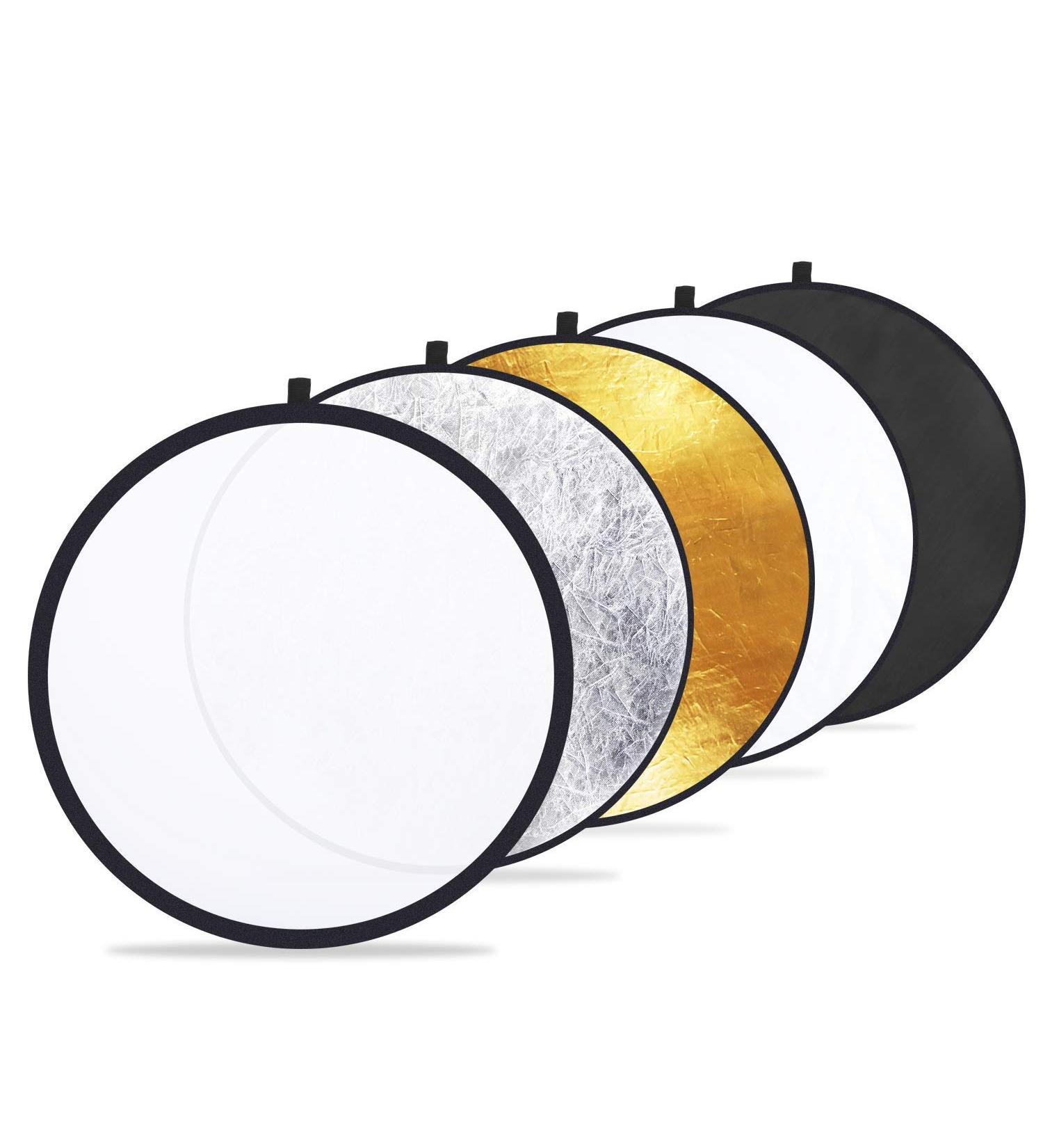 Etekcity 24 5-in-1 Photography Reflector Light - 24 Inch Multi-Disc Photo Reflector Kit with Bag - Translucent Silver Gold White Black - Professional Photo Lighting Tool - Buy Online on SooperMarket.com