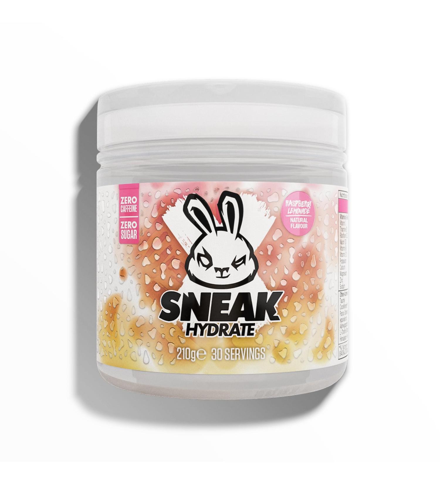 SNEAK Raspberry Lemonade Hydrate Edition - Zero Caffeine, Zero Sugar, Ashwagandha, Coconut Water - 30 Servings - Buy Online on SooperMarket.com