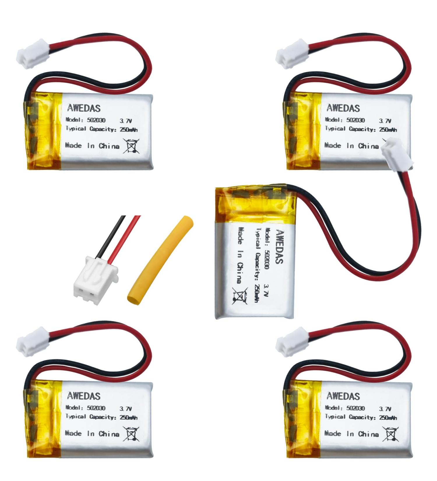 Buy 5 Pack 3.7V 502030 Rechargeable Batteries - Compatible Replacement with JST Connectors for Multiple Devices - Buy Online on SooperMarket.com