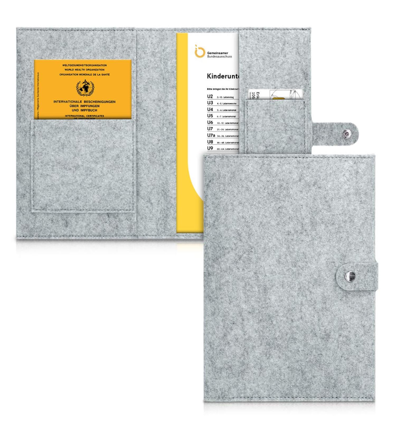 kwmobile Felt Cover for German Medical Records - U-Book & Vaccination Certificate with Extra Compartments | Durable & Stylish Protection - Buy Online on SooperMarket.com