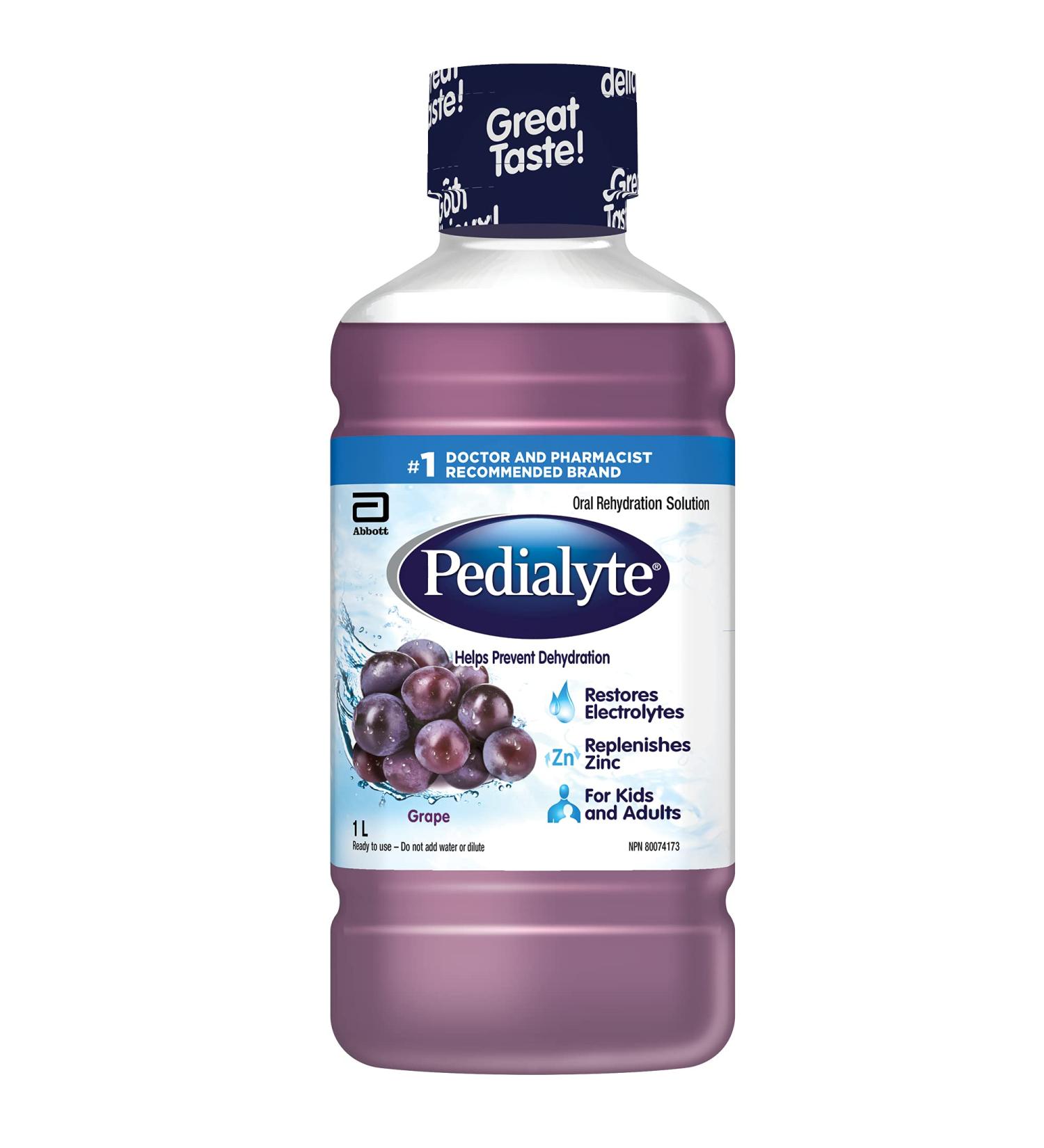 Pedialyte Electrolyte Oral Rehydration Solution Grape 1-L Bottle - Buy Online on SooperMarket.com