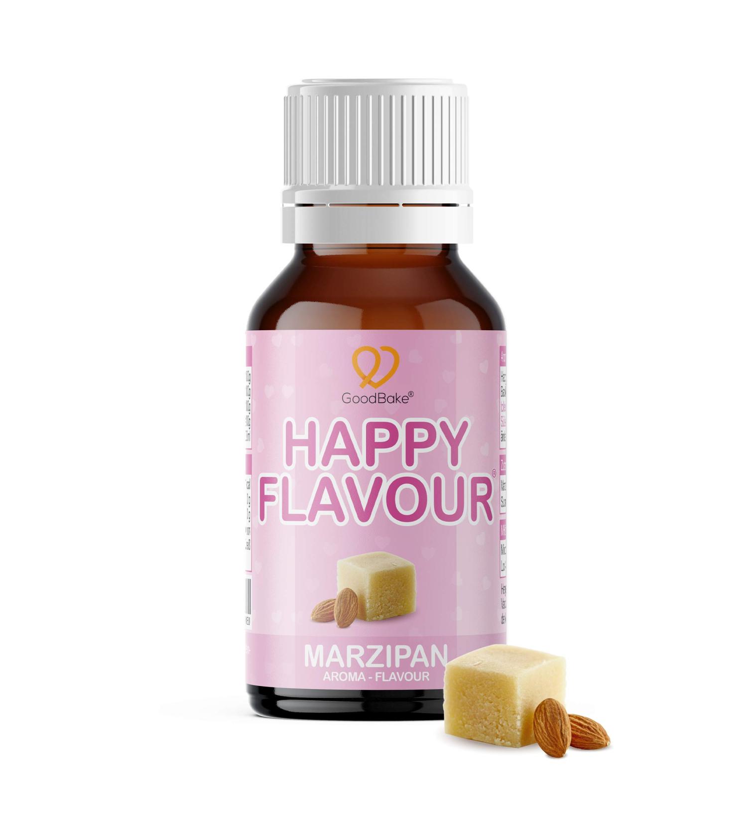 GoodBake Happy Flavour Marzipan 30ml - Aroma - Flavour Drops - For drinks quark yoghurt desserts cakes - Baking aroma