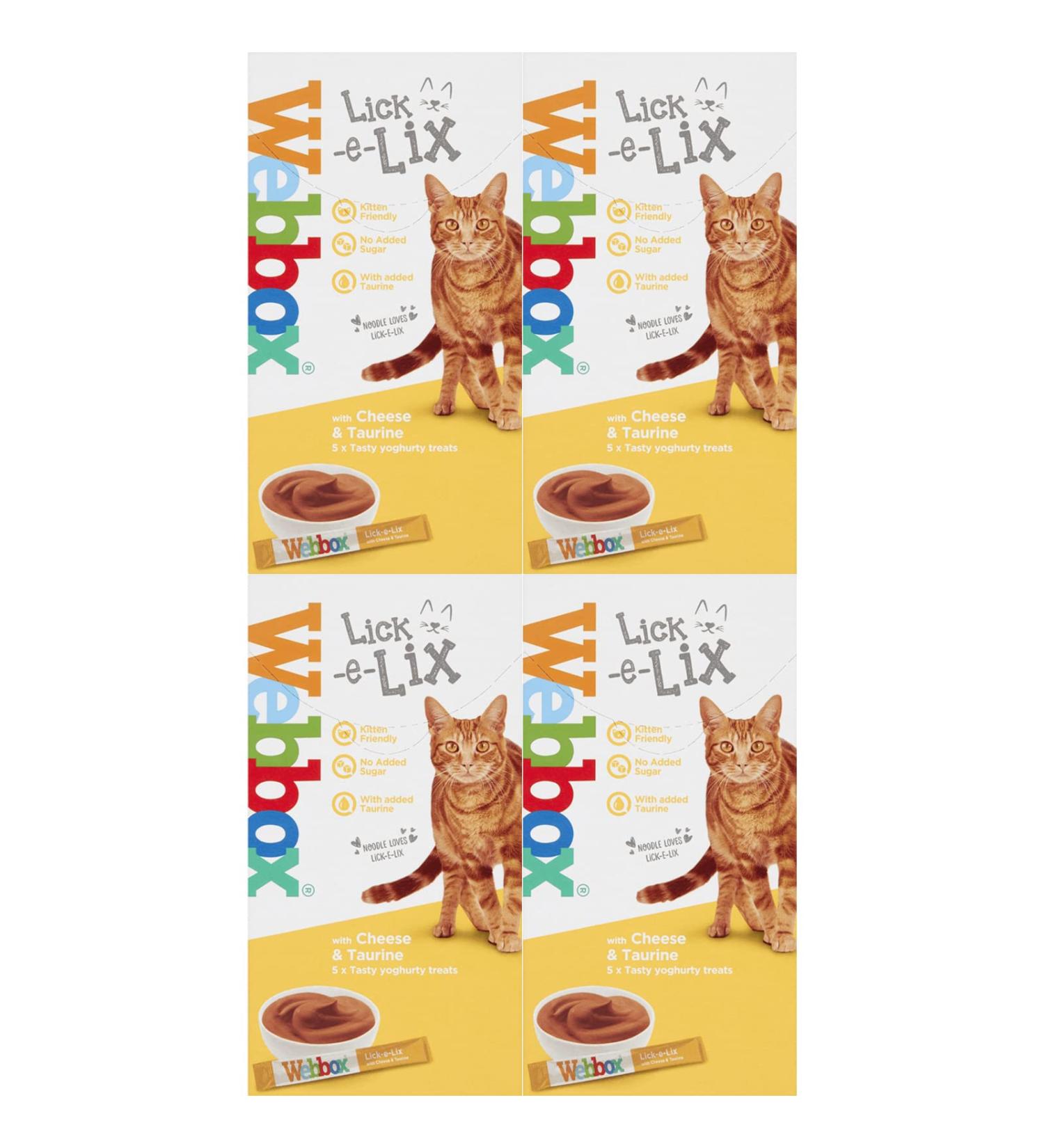 Webbox Cats Delight Lick E Lix Treats 4 Pack Contains 5 X Cheese & Taurine Yoghurty Treats (20 Sachets)