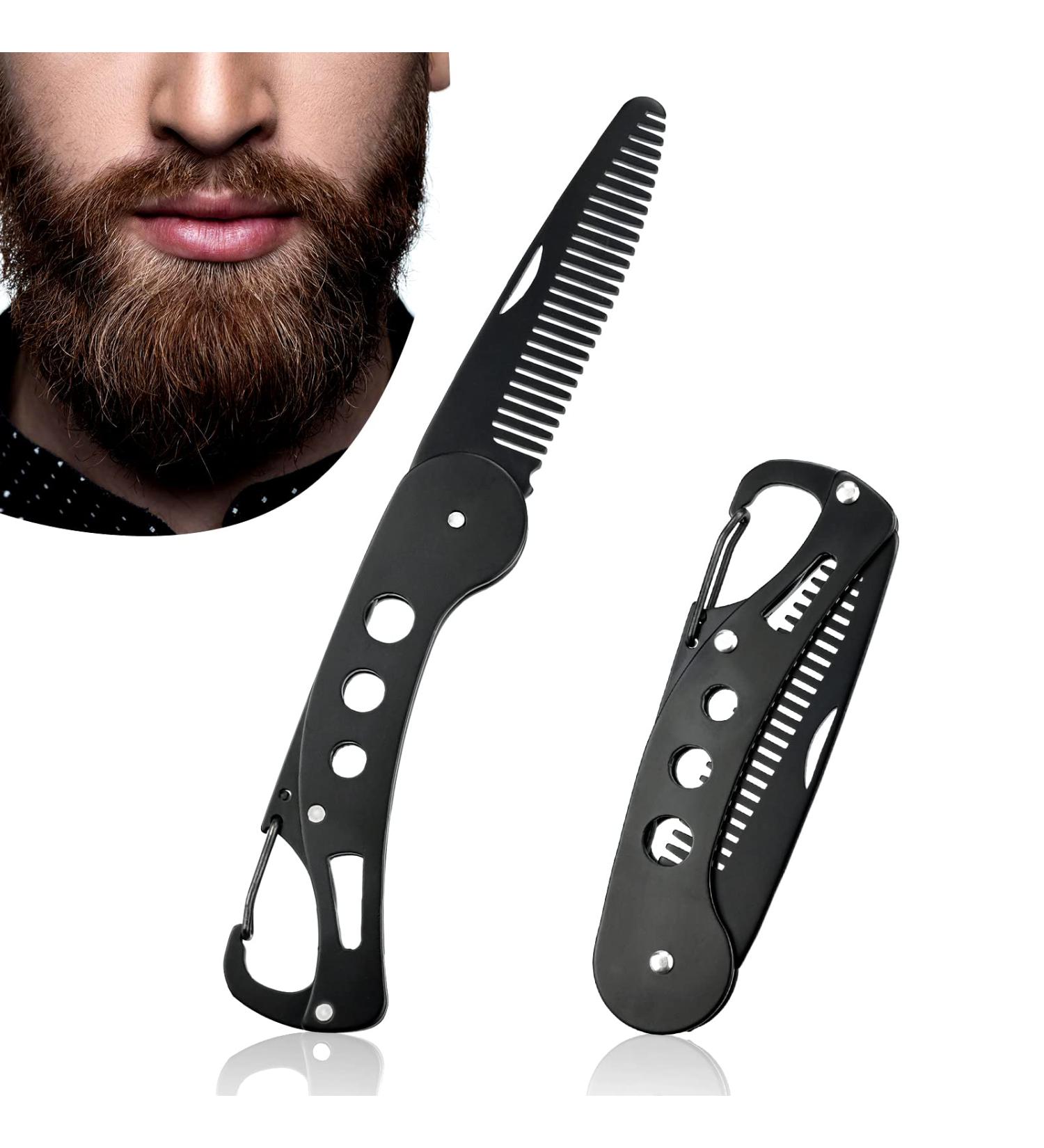 YancLife Stainless Steel Folding Beard Comb for Men - Anti-static Pocket Comb for Grooming Beards, Mustaches & Hair Styling | 9.5 * 3 * 1.5cm - Buy Online on SooperMarket.com