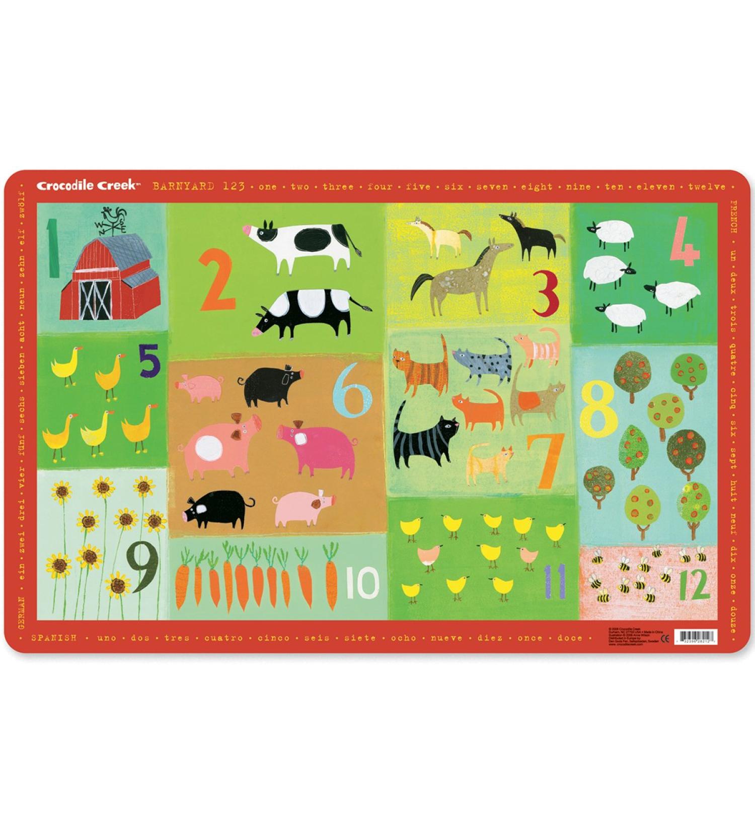 Crocodile Creek Placemat - Barnyard 123