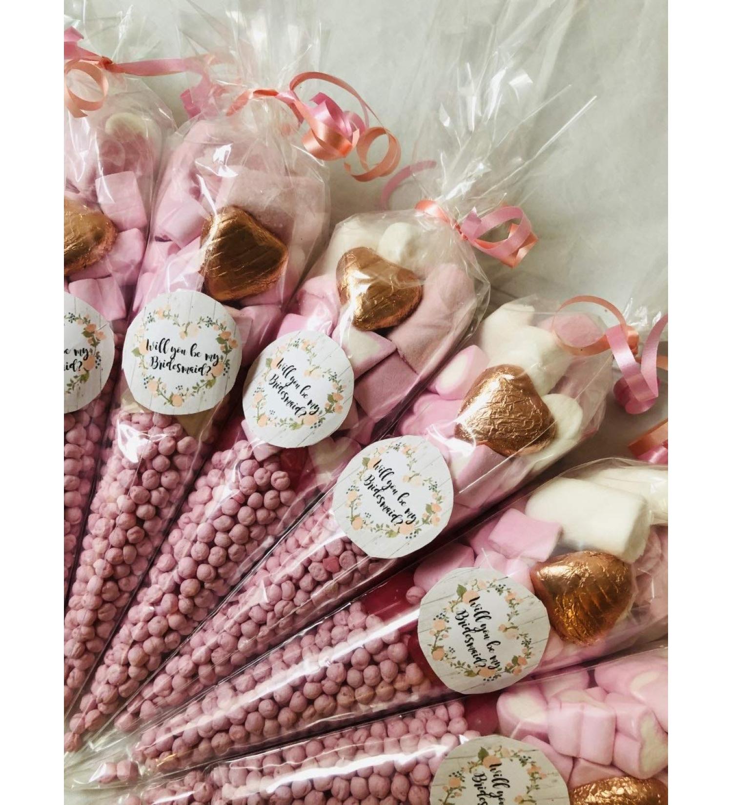 Baking Friends Will You Be My Bridesmaid Wedding Sweet Candy Cones Sweets Party Gift Cone Bags Filled Favour Bag Bridal Party Gift (6 Cones) - Buy Online on SooperMarket.com