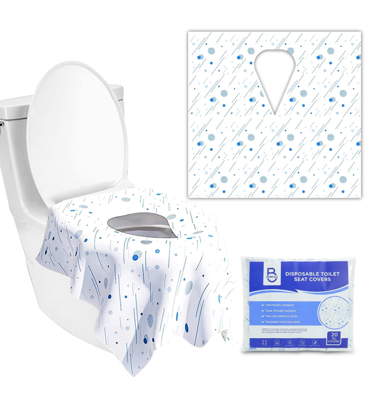 20 Pack BABEnjoy Disposable Toilet Seat Covers - Extra Large for Kids, Toddlers, Adults - Potty Training, Public Restrooms, Airplane Travel - Spot Design - Buy Online on SooperMarket.com