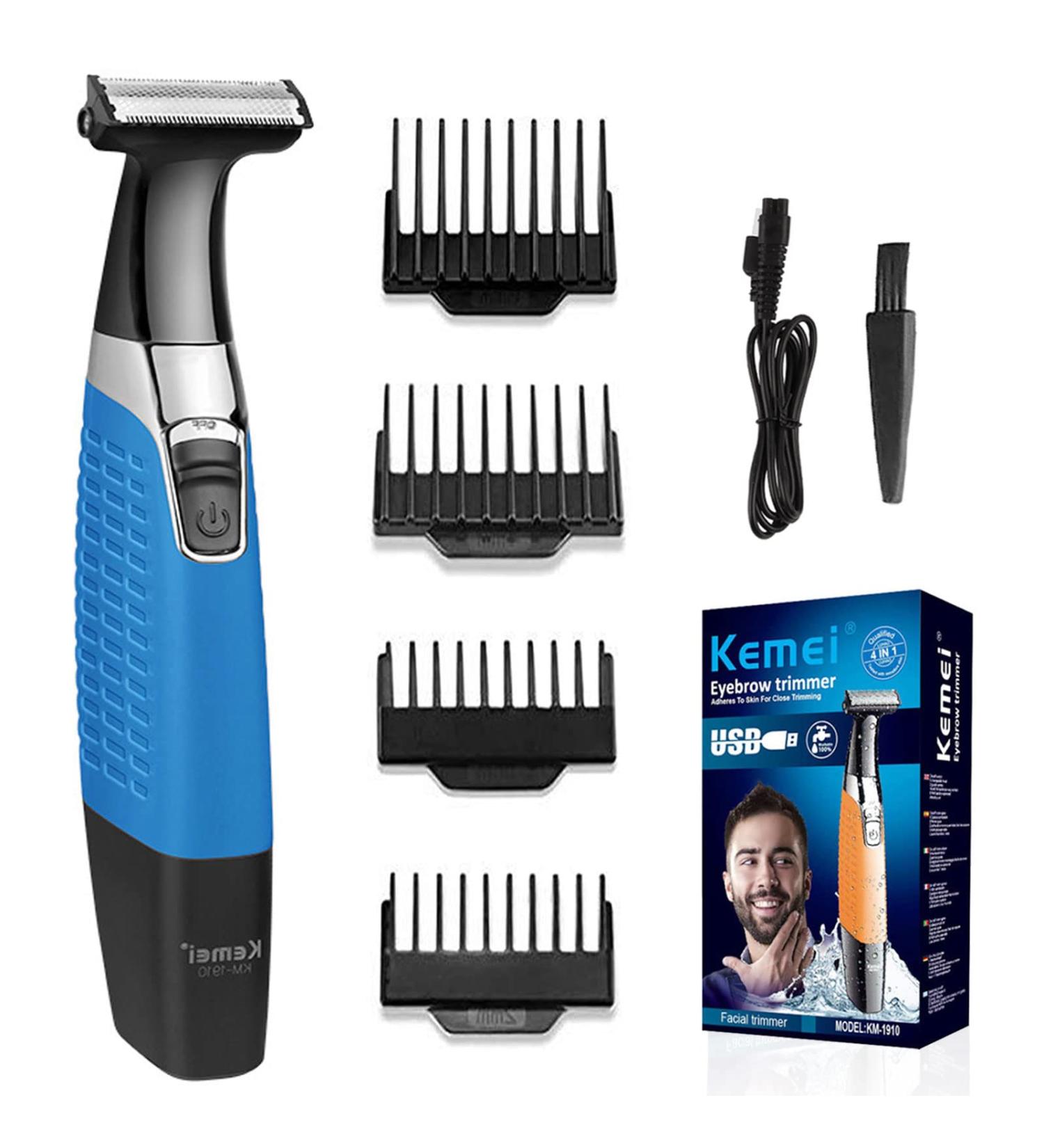 KEMEI Electric Razor & Beard Trimmer - Waterproof Cordless USB Rechargeable Groomer for Men & Women - Eyebrow Beard Facial & Body Hair Removal - Blue - Buy Online on SooperMarket.com