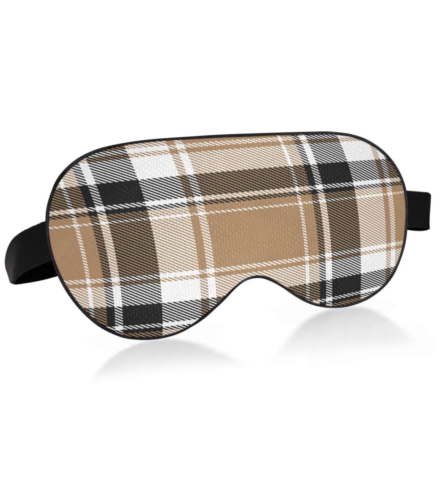 WELLDAY Brown Plaid Sleep Mask - Adjustable Eye Shade Cover for Men and Women - Buy Online on SooperMarket.com