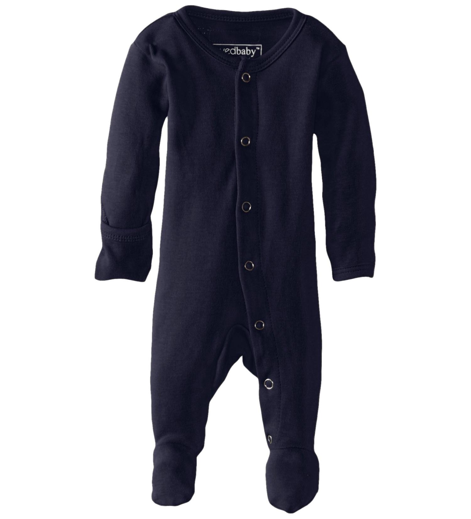 L'Ovedbaby Girls' Organic Snap Footie - Navy (0-3 Months) - Buy Online on SooperMarket.com