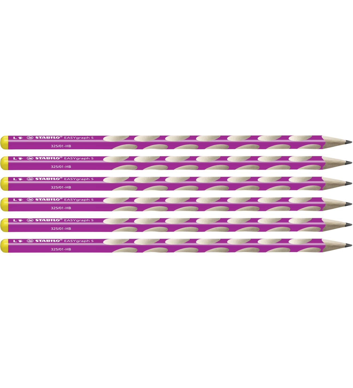 STABILO EASYgraph S Slim Triangular Pencil for Left-Handers - Pack of 6 - Pink HB Graphite Grey | International Shipping - Buy Online on SooperMarket.com