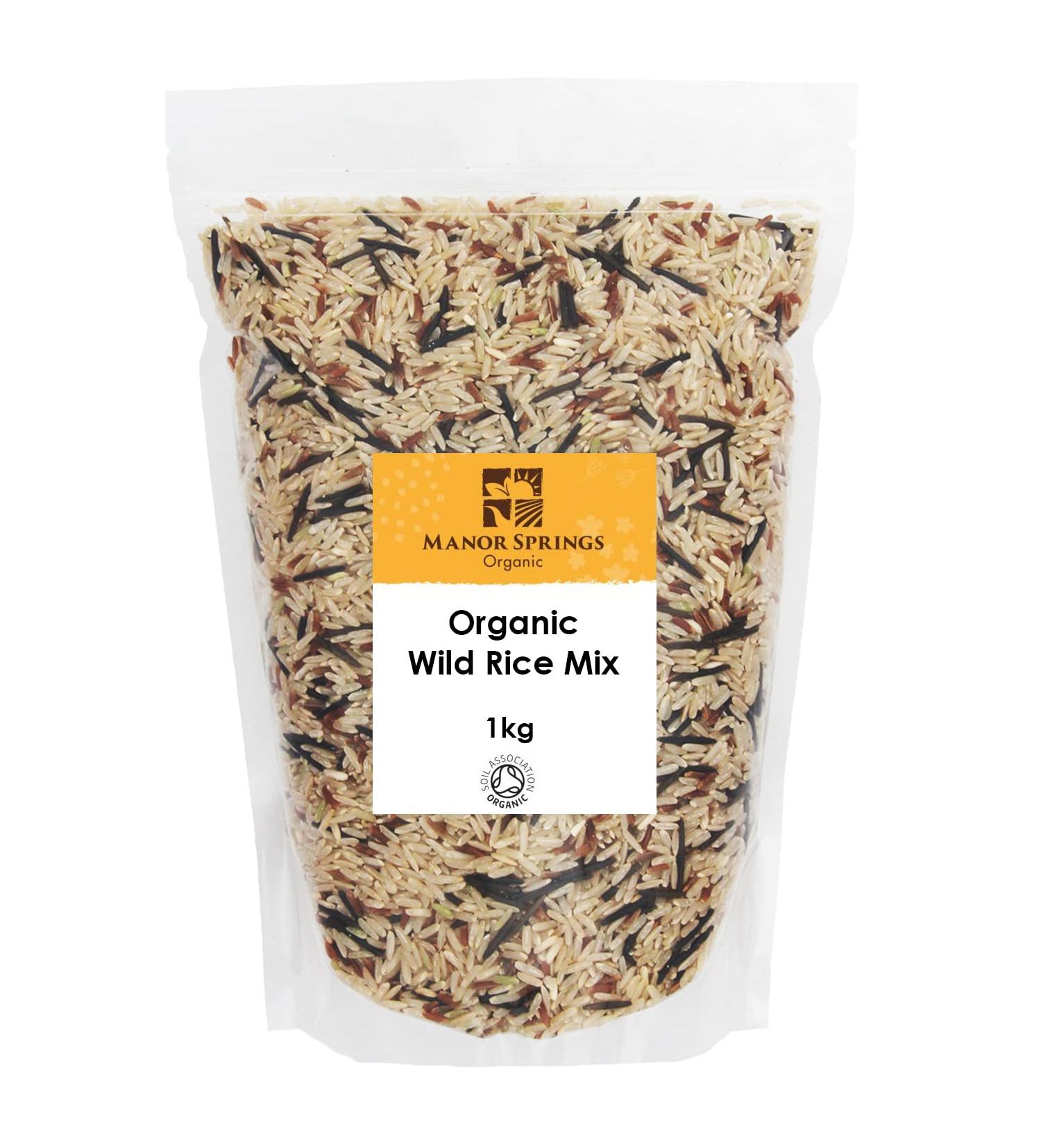 Manor Springs Organic Wild Rice Mix 1kg - Camargue Red, Long Grain Brown, & Wild Rice Blend - Buy Online on SooperMarket.com