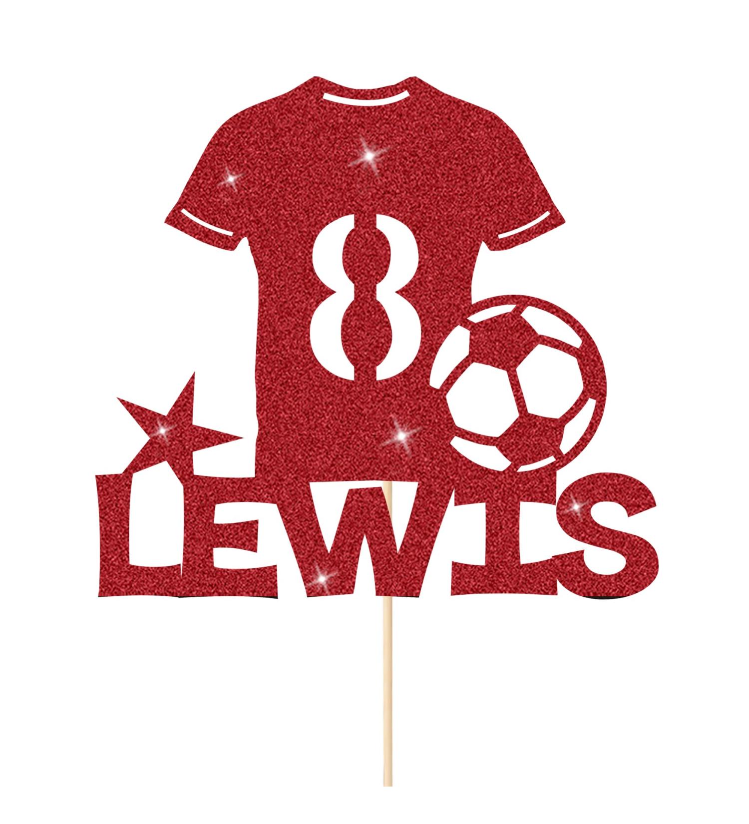 Personalised Cake Topper Football Cake Topper Happy Birthday Glitter Cake Topper Gifts with Any Name & Number Football Cake Decorations for Kids Boys Men Husband Daddy Grandpa Football Lovers(Red) - Buy Online on SooperMarket.com