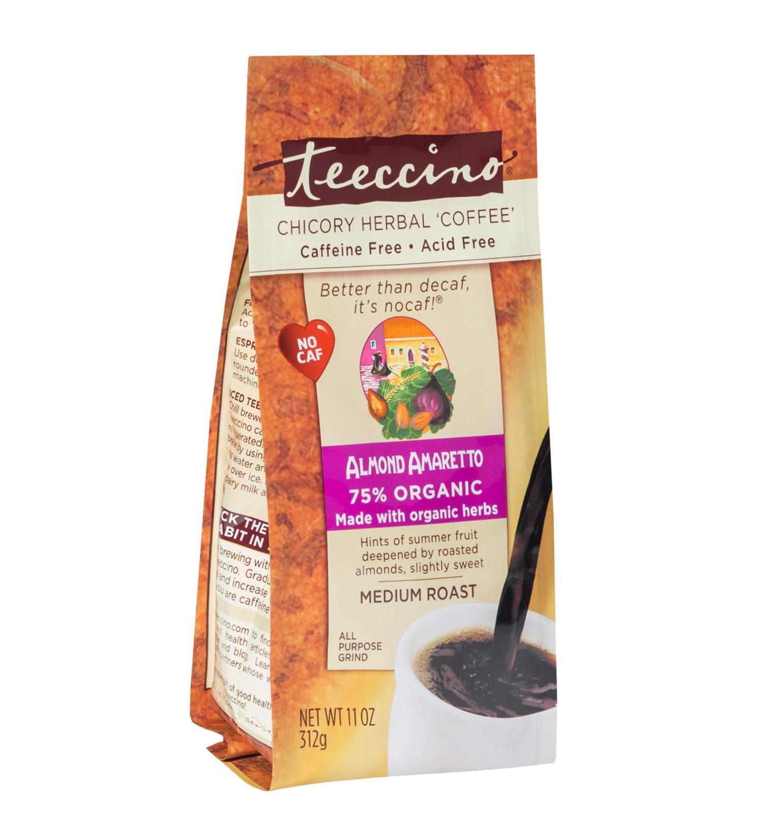 Teeccino Almond Amaretto Herbal Coffee - Medium Roast, Caffeine-Free, 11 oz (312 g) - Buy Online on SooperMarket.com