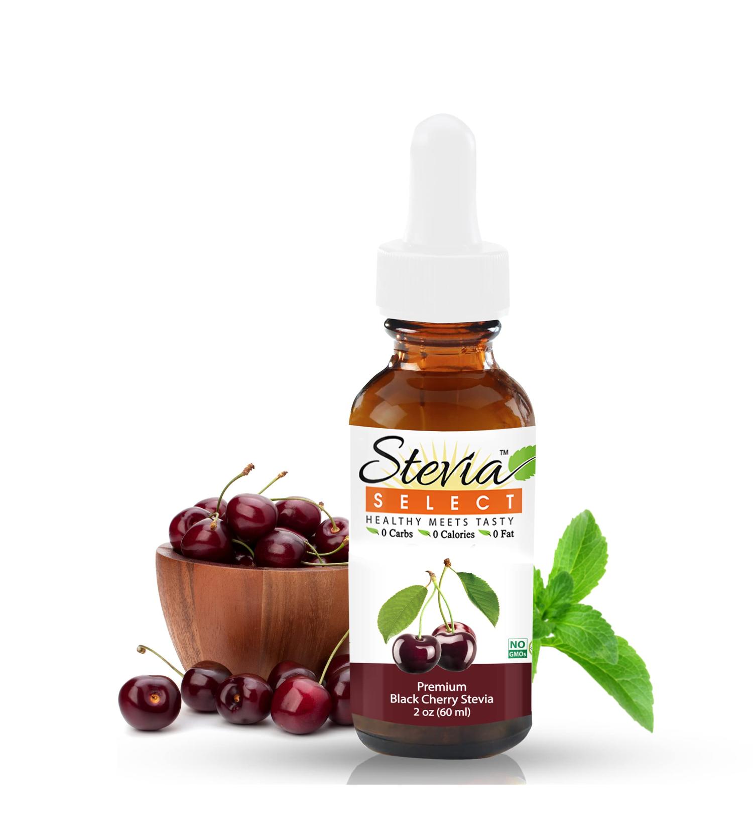 Stevia Select Liquid Stevia Drops - Keto Friendly Liquid Stevia Sweetener | Black Cherry Stevia Drops | Zero Calorie Sweetener Sugar Substitutes Extracted from Sweet Leaf | Black Cherry Extract 2 Oz. - Buy Online on SooperMarket.com