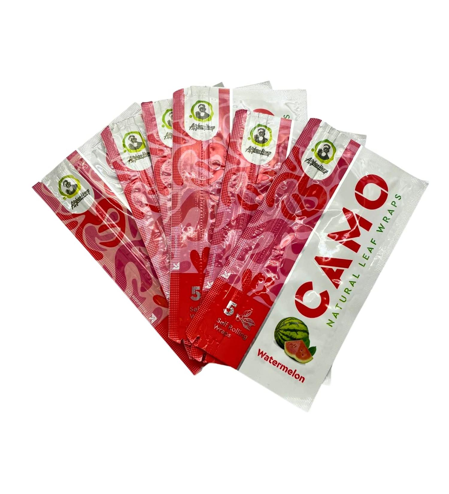 6 Packs CAMO Natural Leaf Wraps Watermelon 30 Sheets Herbal Chamomile Mate